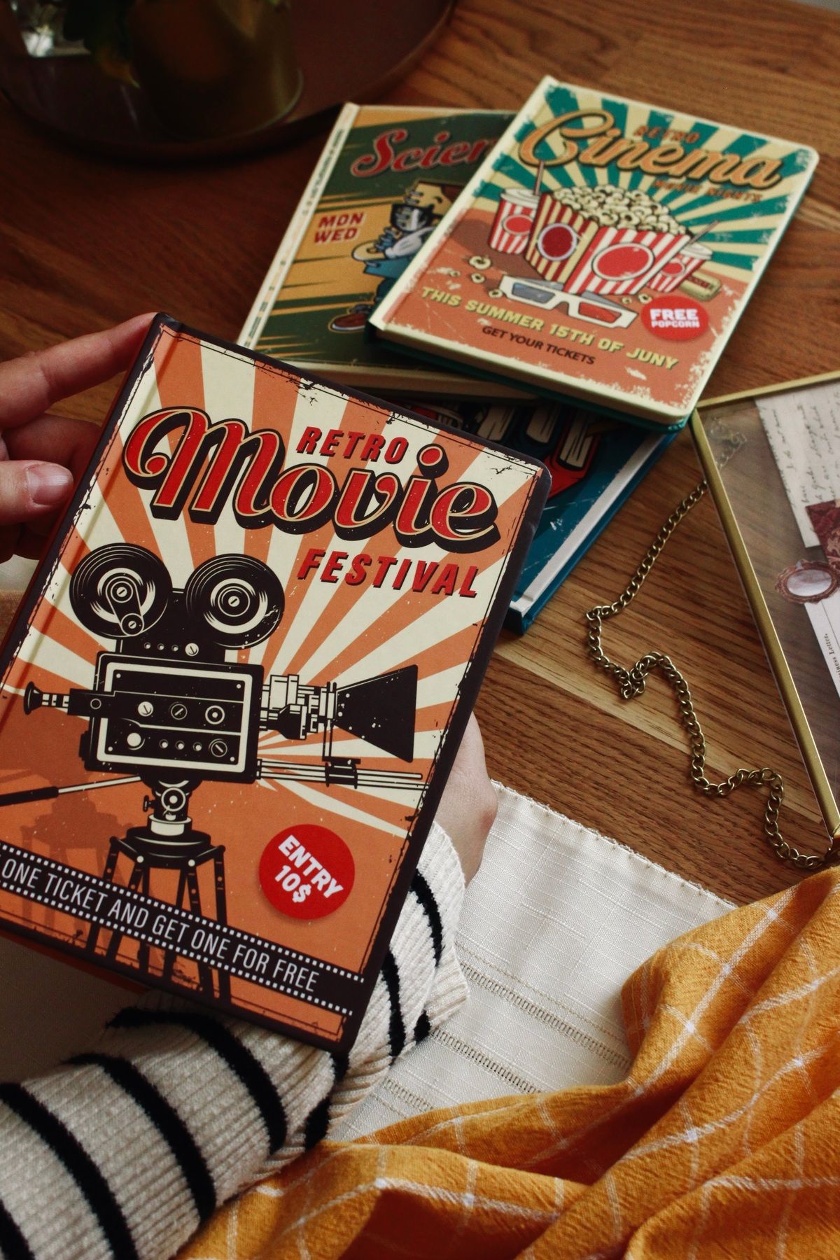 Nova Crafts-Retro Movie / Themed Striped Notebook 4