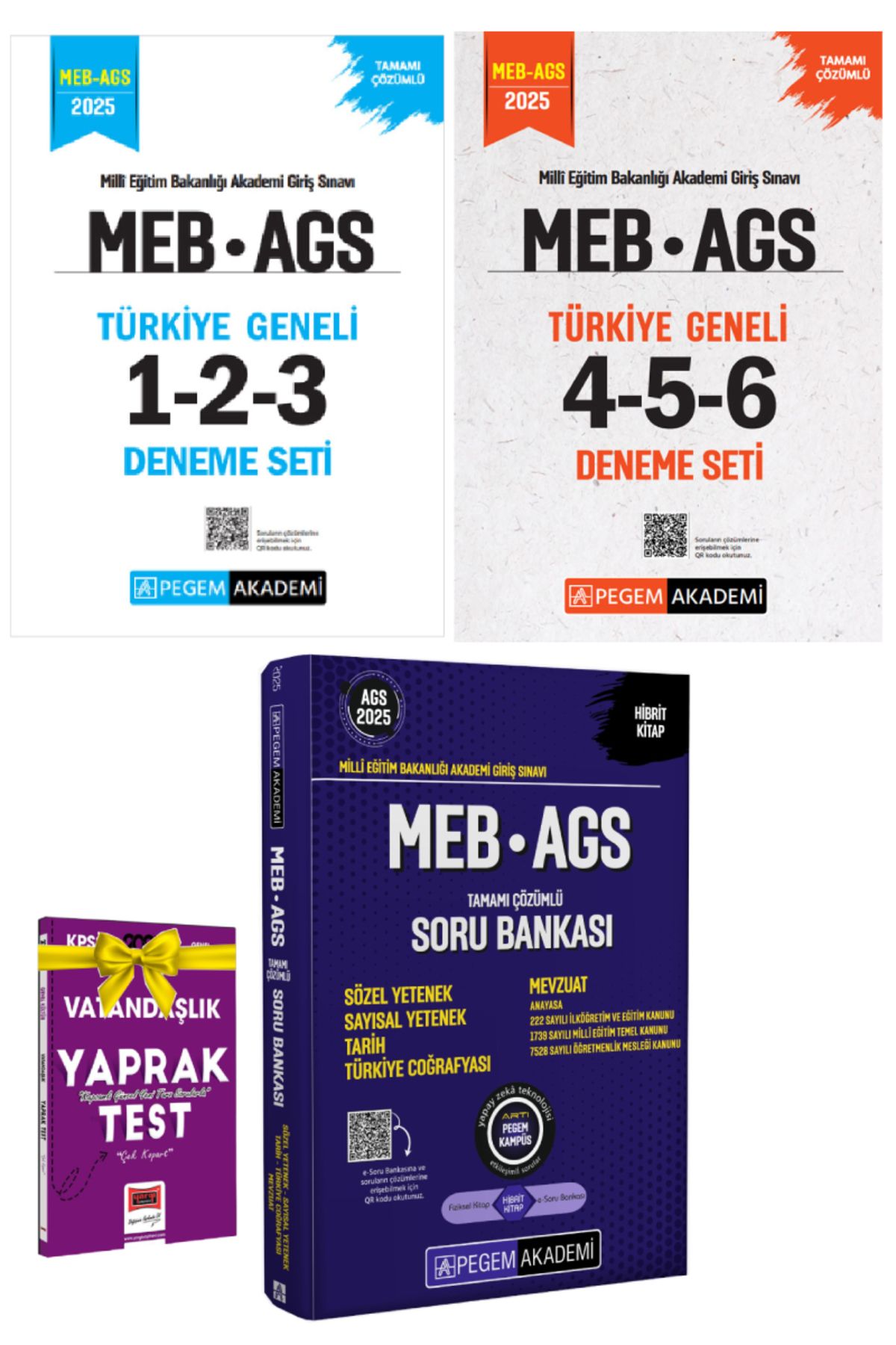 Pegem Akademi Yayıncılık 2025 Pegem MEB AGS Türkiye Geneli Deneme Sınavları+Meb AGS Soru Bankası+Hediye