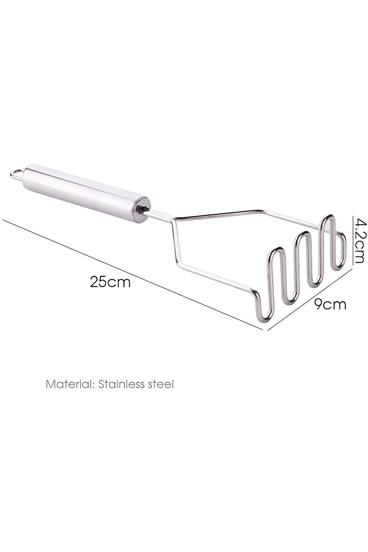 Lunetta Pratik 25 Cm Lüks Paslanmaz Metal Patates Ezici Patates Ezeceği Püre Yapıcı Ezecek Aparat Dayanıklı