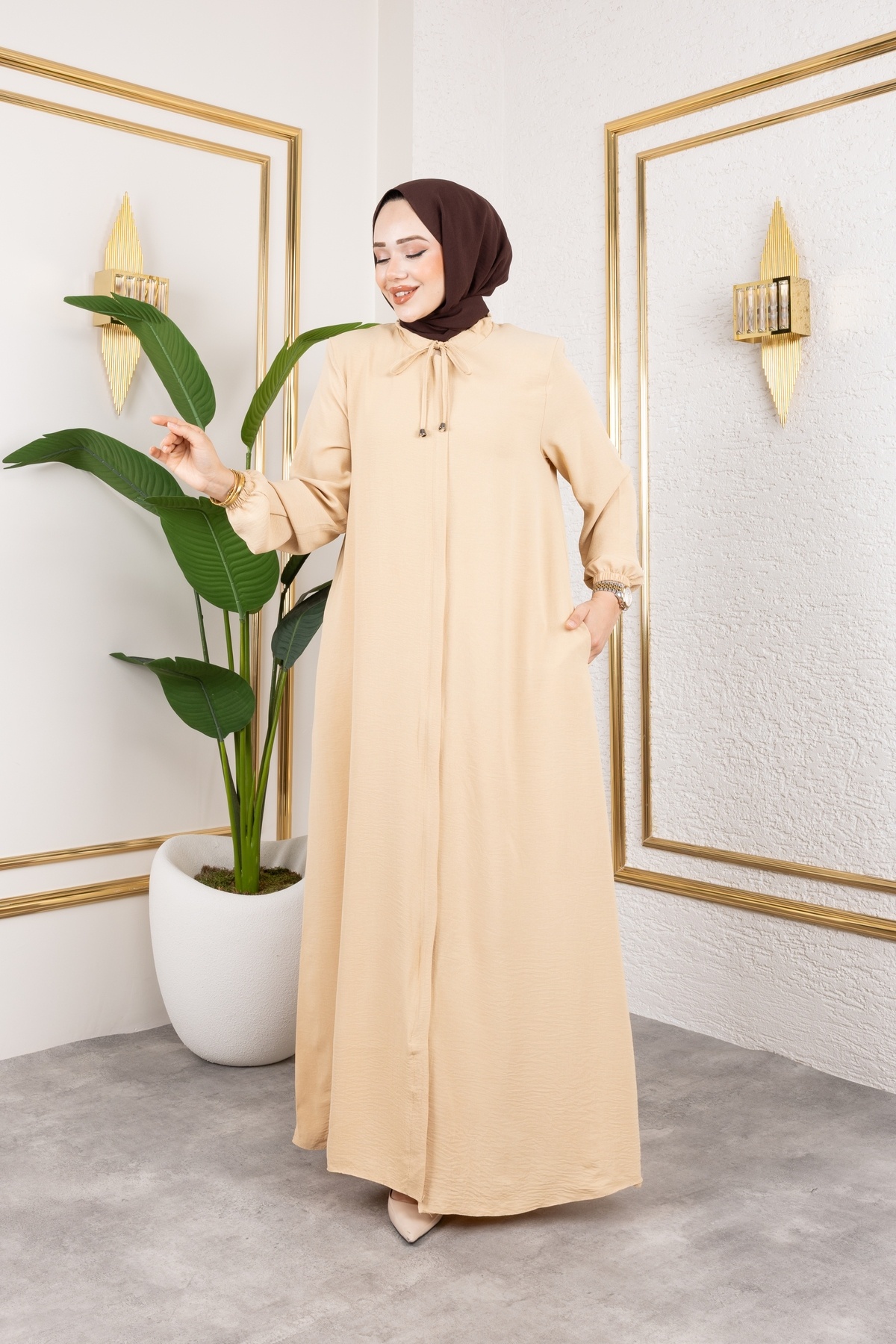 Nevayla Moda-Loose Cut Aerobin Fabric Ferace / Beige - F137 2