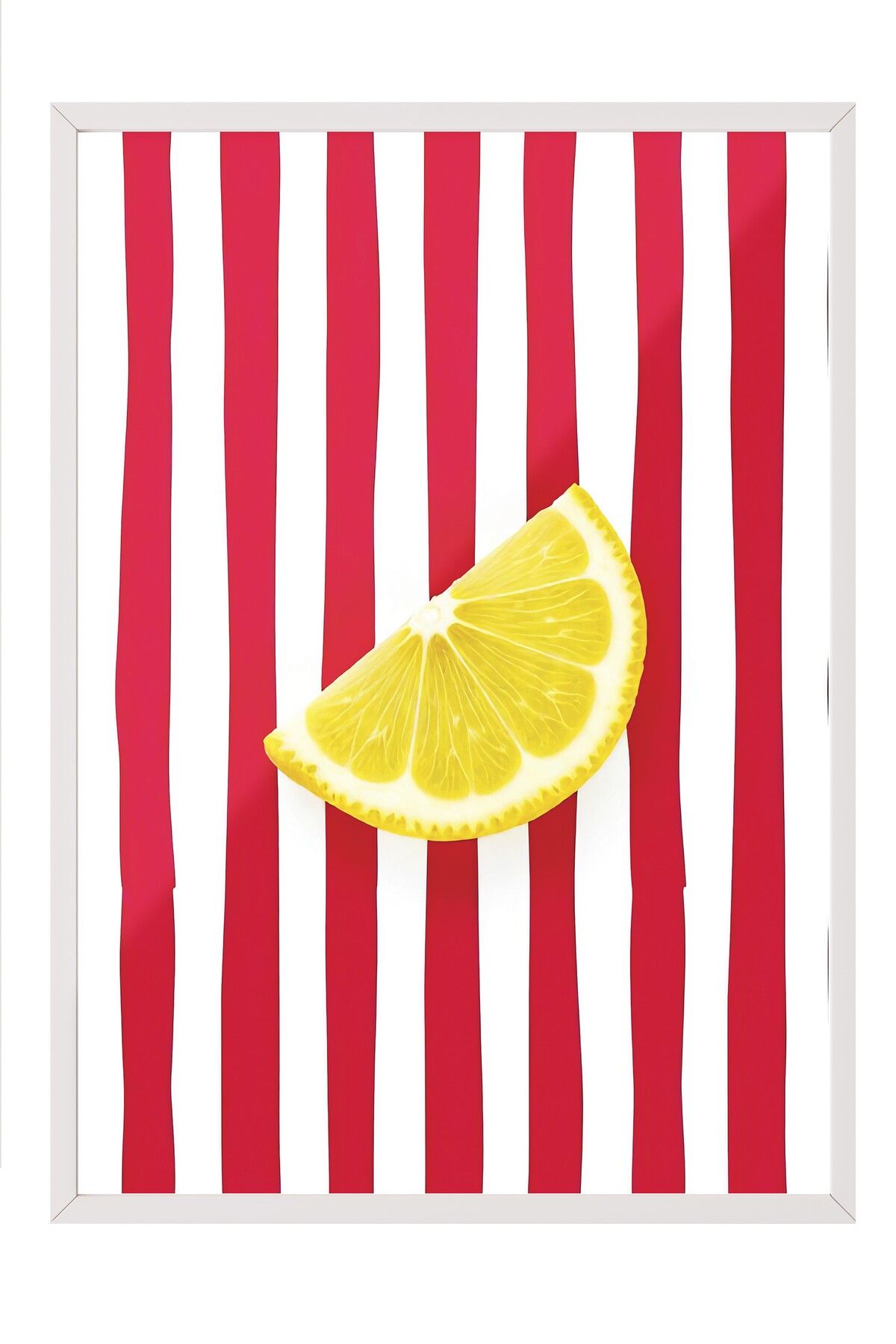 Postifull Beyaz Çerçeveli Poster Tablo, Limon Dilimi, İllüstrasyon, Maximalist, Sarı Renk Poster, 2025 Yaz Seç