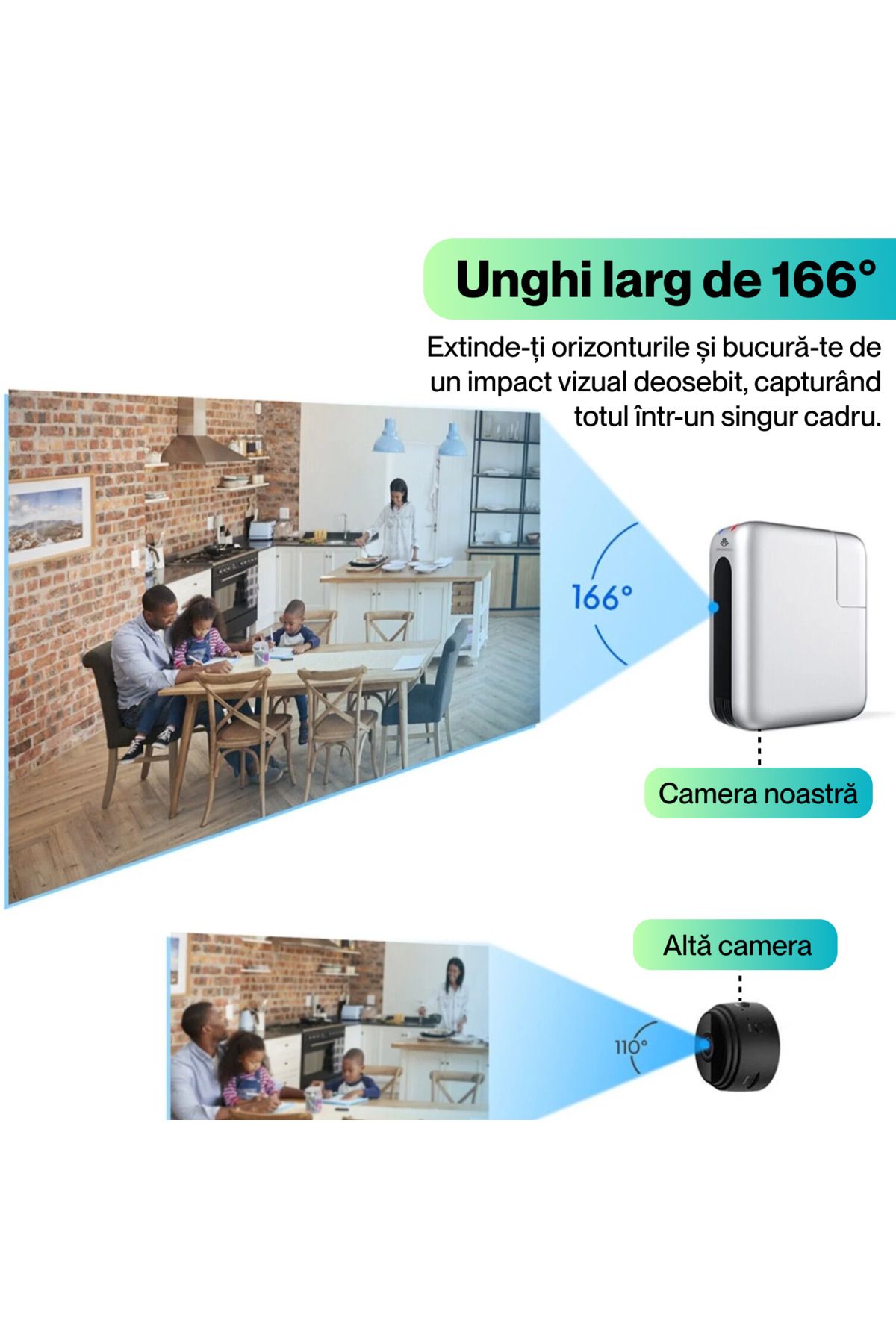 Spionescu-Încărcător USB cu cameră ascunsă 4K, B22, WIFI 2.4GHz, vedere nocturnă, detectare mișcare, unghi de 166° 3