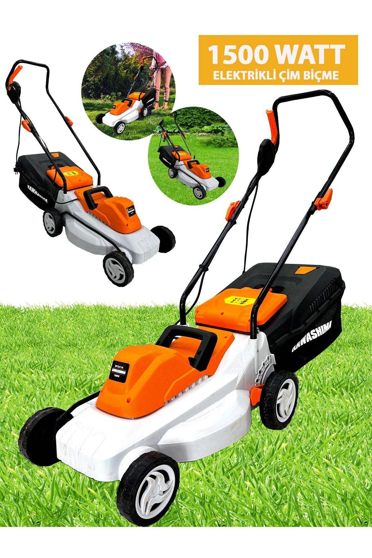 ROWERMAX Kawashima 1500 Watt Elektrikli Çim Biçme Ot Biçme Makinesi