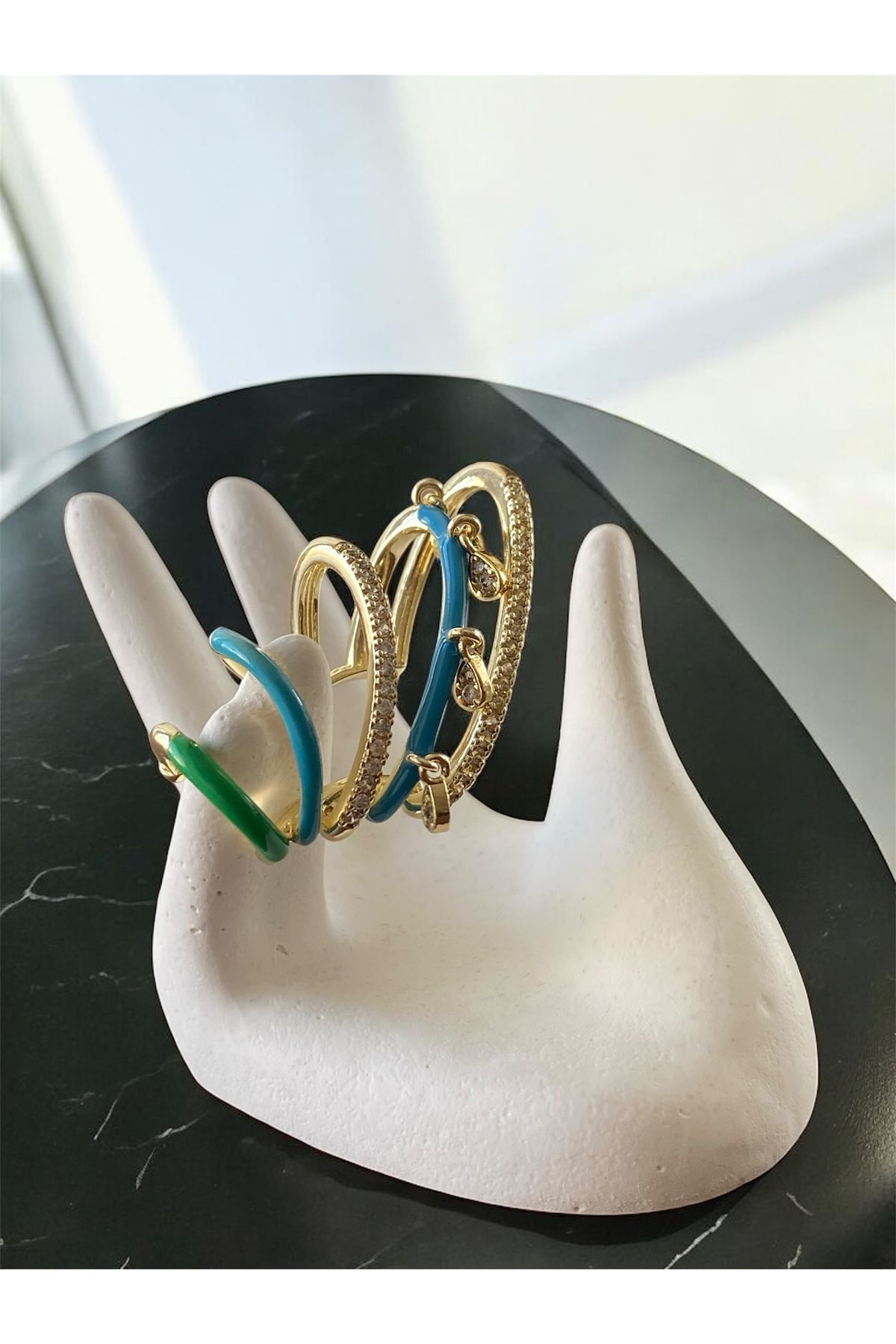 Vadısh store Zirkon Taş Detaylı Mavi Ear Cuff, Kıkırdak Küpesi