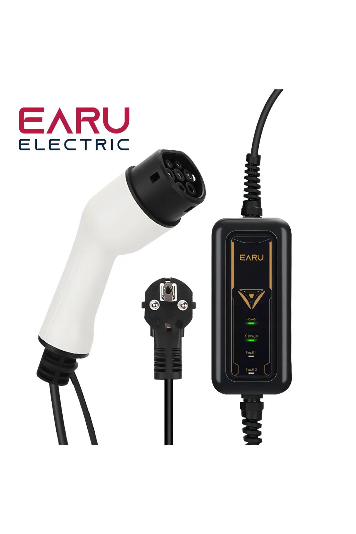 GÜMRÜK BEY EARU Taşınabilir 16A 3.5 KW Elektrikli Araç Şarj İstasyonu 5 Metre Kablo EU Priz