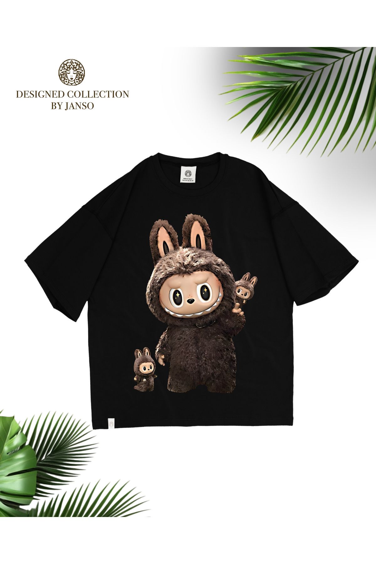 JANSO GROUP - KADIN KISA KOLLU TSHIRT BASKILI PAMUKLU OVERSİZE
