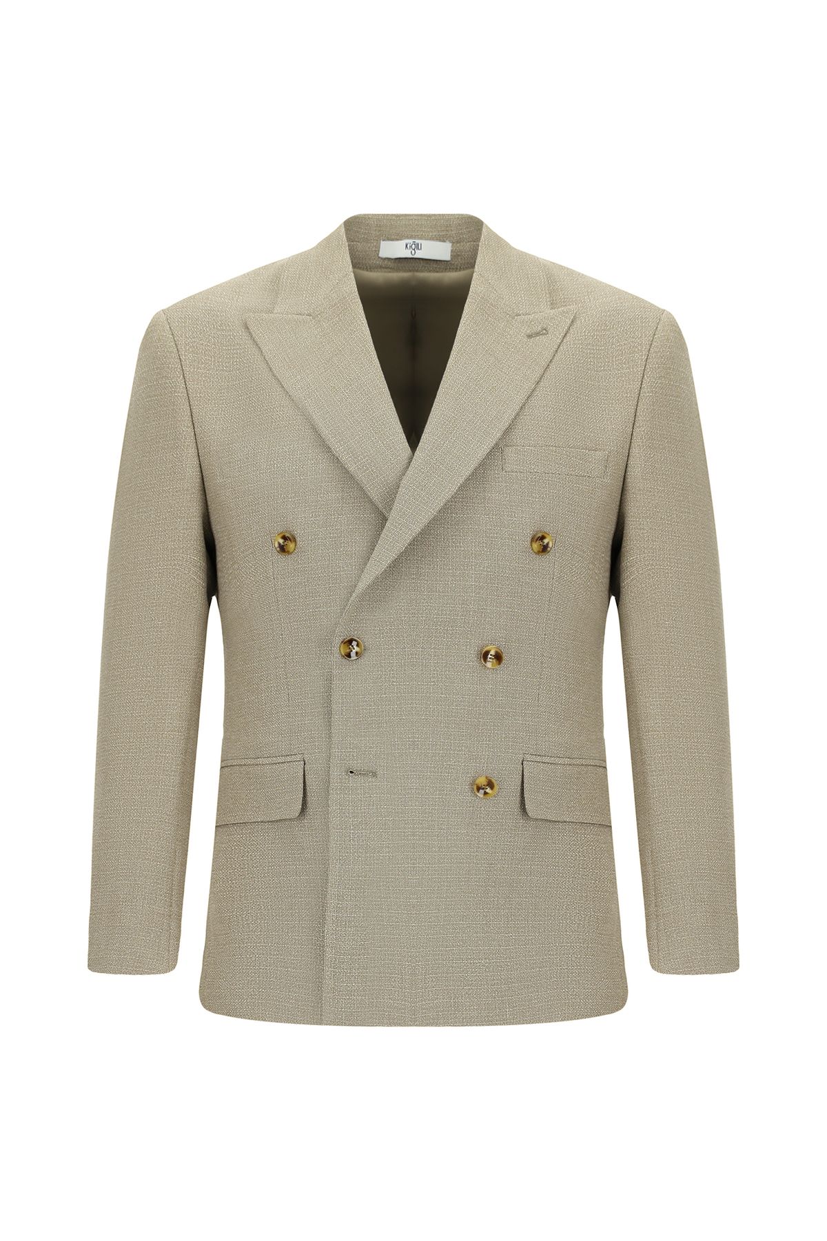 Kiğılı Super Slim Fit Ekstra Dar Kesim Desenli Kruvaze Ceket