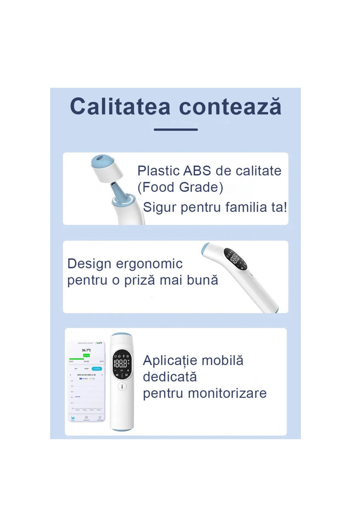 QuTek-QuTek™ Digital Thermometer, Infrared, Bluetooth, Non-Contact, Forehead, Ear Temperature Measurement 4