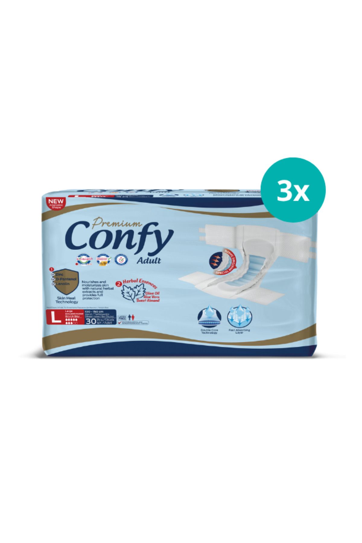 CONFY PREMIUM Confy Belbantlı Yetişkin Hasta Bezi Large 90 Adet