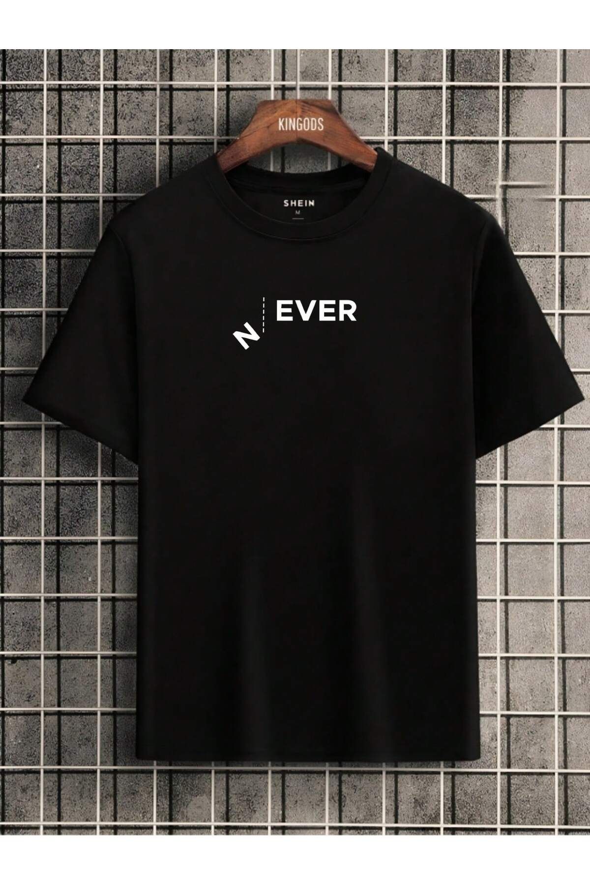 Gollinger NEVER Baskılı Yuvarlak Yaka T-shirt - SİYAH