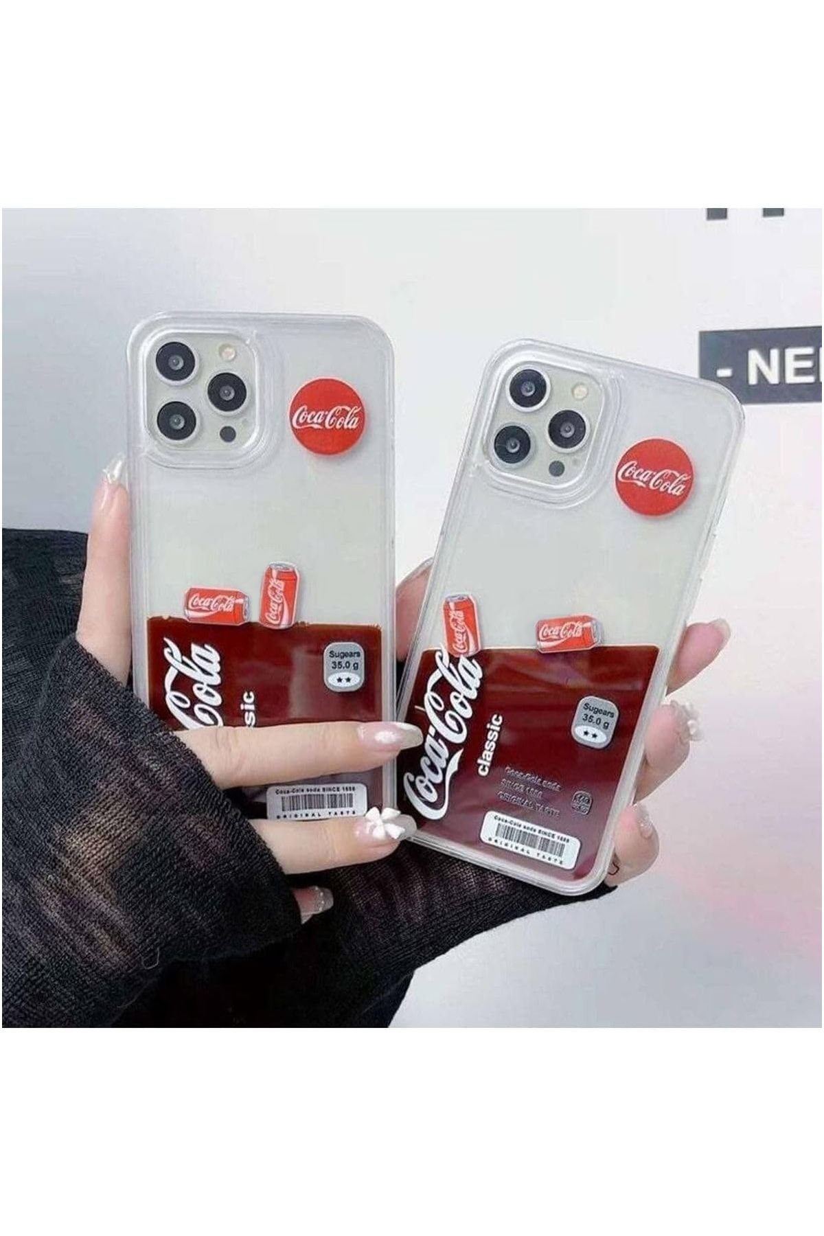 Merwish iPhone 13 Pro Uyumlu Sulu Sıvı Hareketli Kola Desenli Silikon Telefon Kılıf Kapak