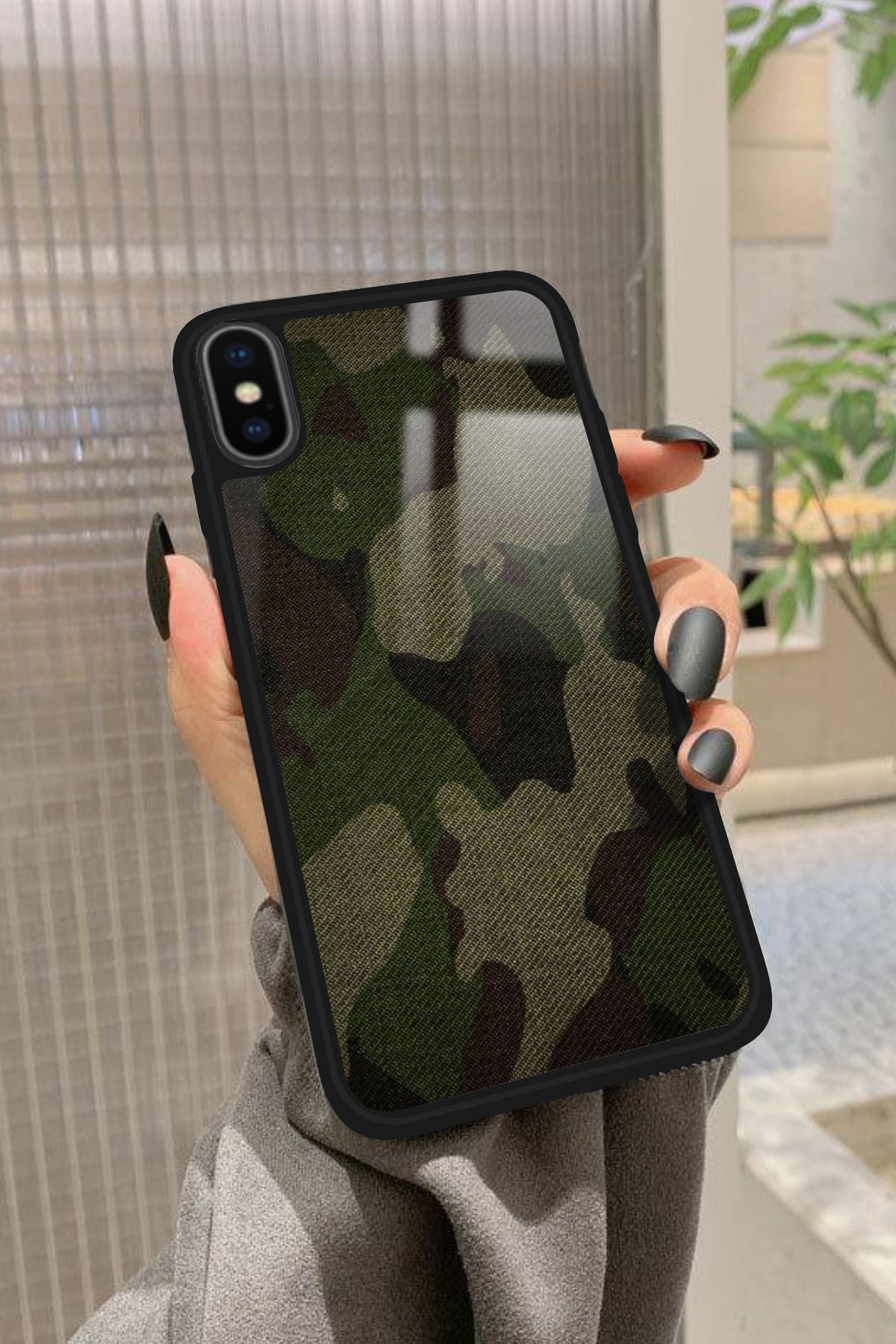 Snacase iPhone Xs Max Uyumlu Kamuflaj Tasarımlı Glossy Premium Kılıf