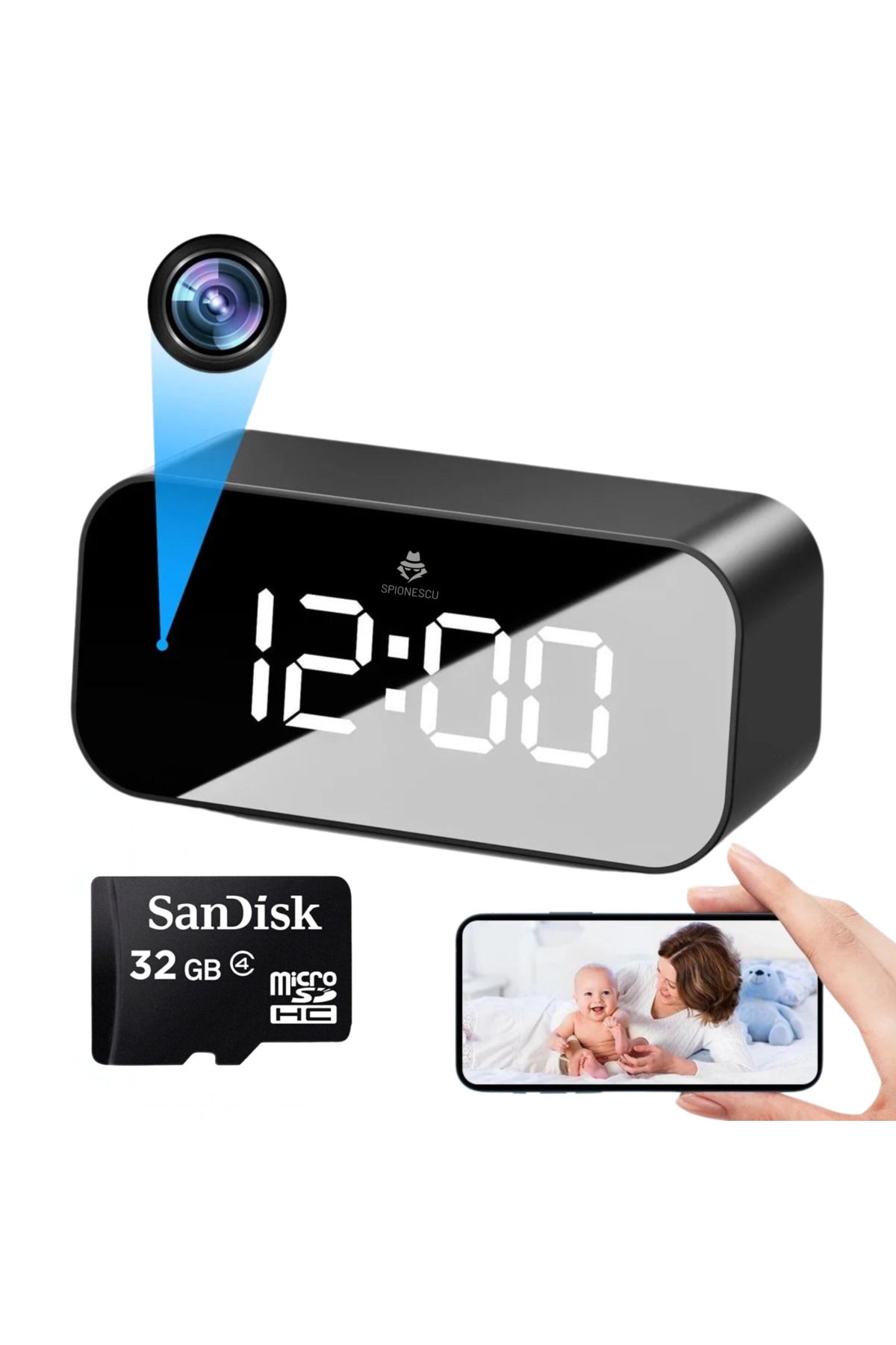 Spionescu-Spy watch with hidden camera, TC100, WIFI, 166° angle, night vision, motion detection, 1200 mAh 10