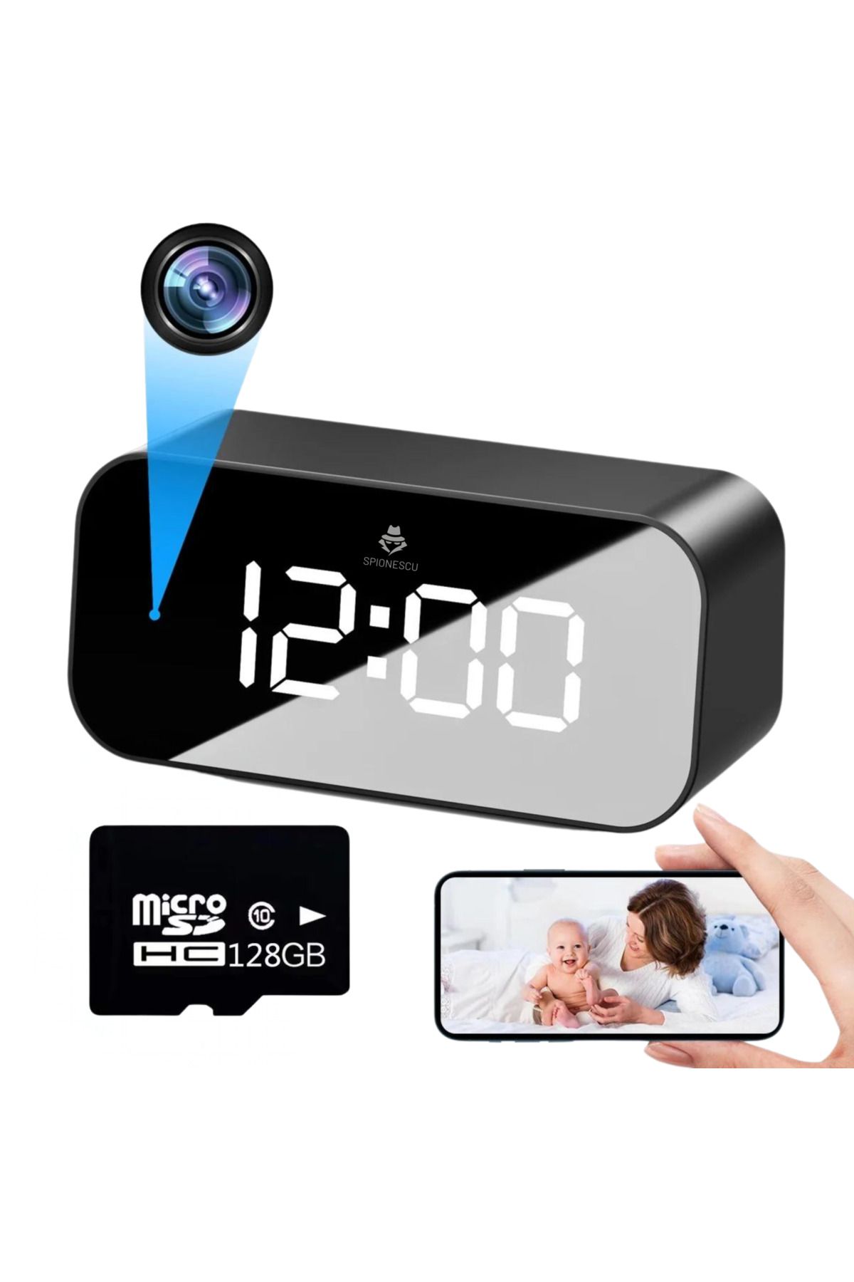 Spionescu-Spy watch with hidden camera, TC100, WIFI, 166° angle, night vision, motion detection, 1200 mAh 12