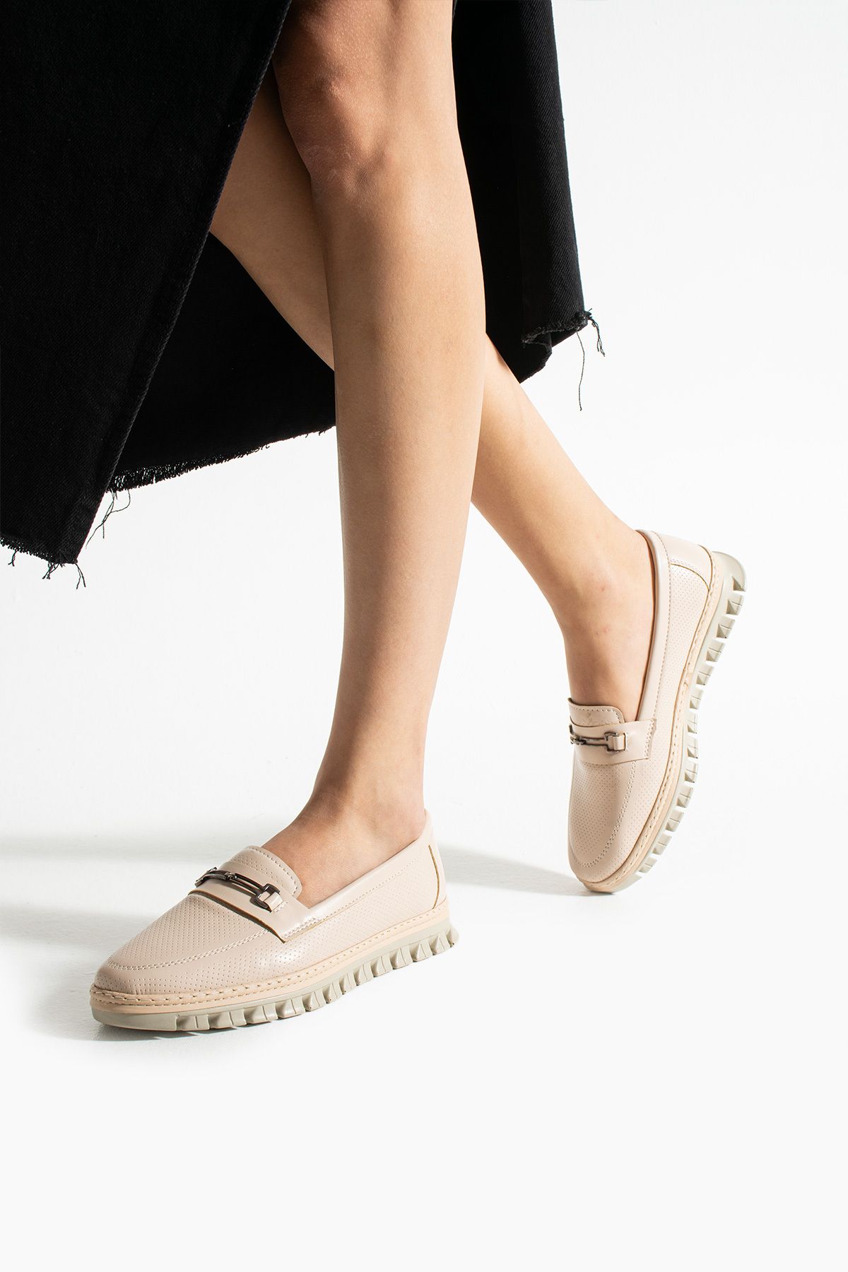KAOF SHOES Kadın Bej Hakiki Deri Anne Ayakkabısı Kadın Klasik Ayakkabı Ortopedik Anne Babet Günlük Ayakkabı