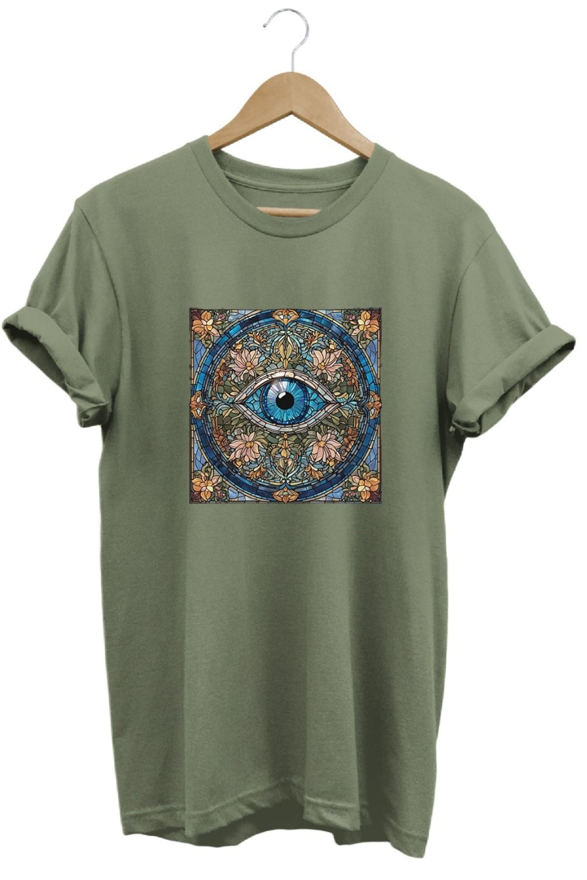 joyyfashion Yoga Üçüncü Göz Baskılı T-Shirt