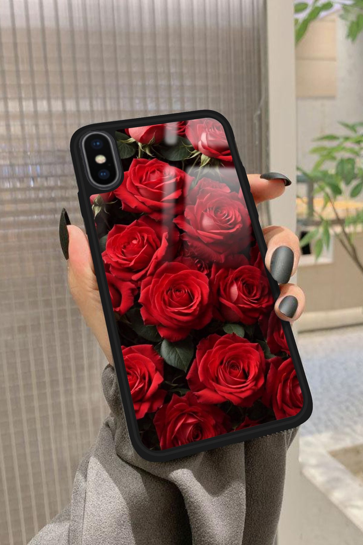 Snacase iPhone Xs Max Uyumlu Gül Tasarımlı Glossy Premium Kılıf
