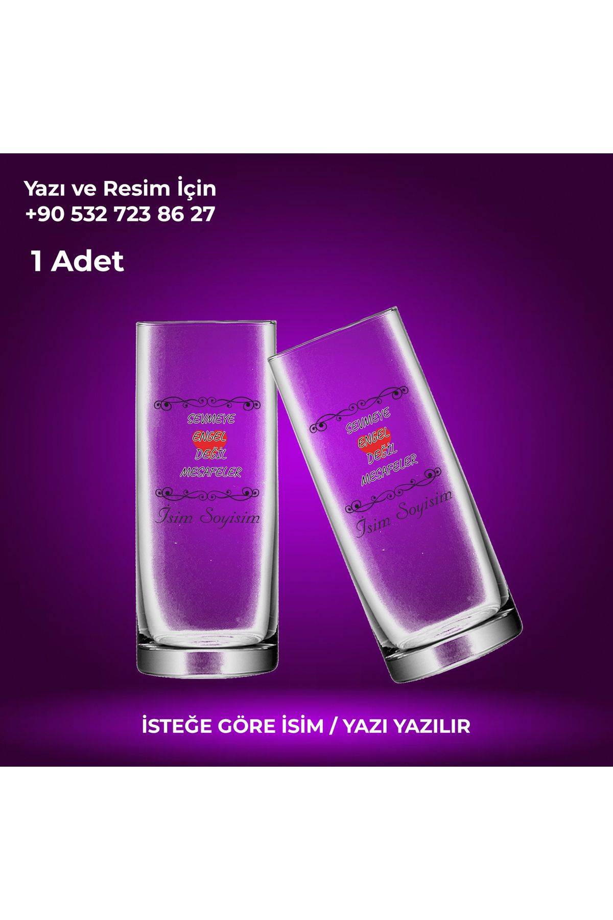 Ceymas Hediyelik Kişiye Özel İsim Baskılı Sevmeye Engel Değil Rakı Bardağı