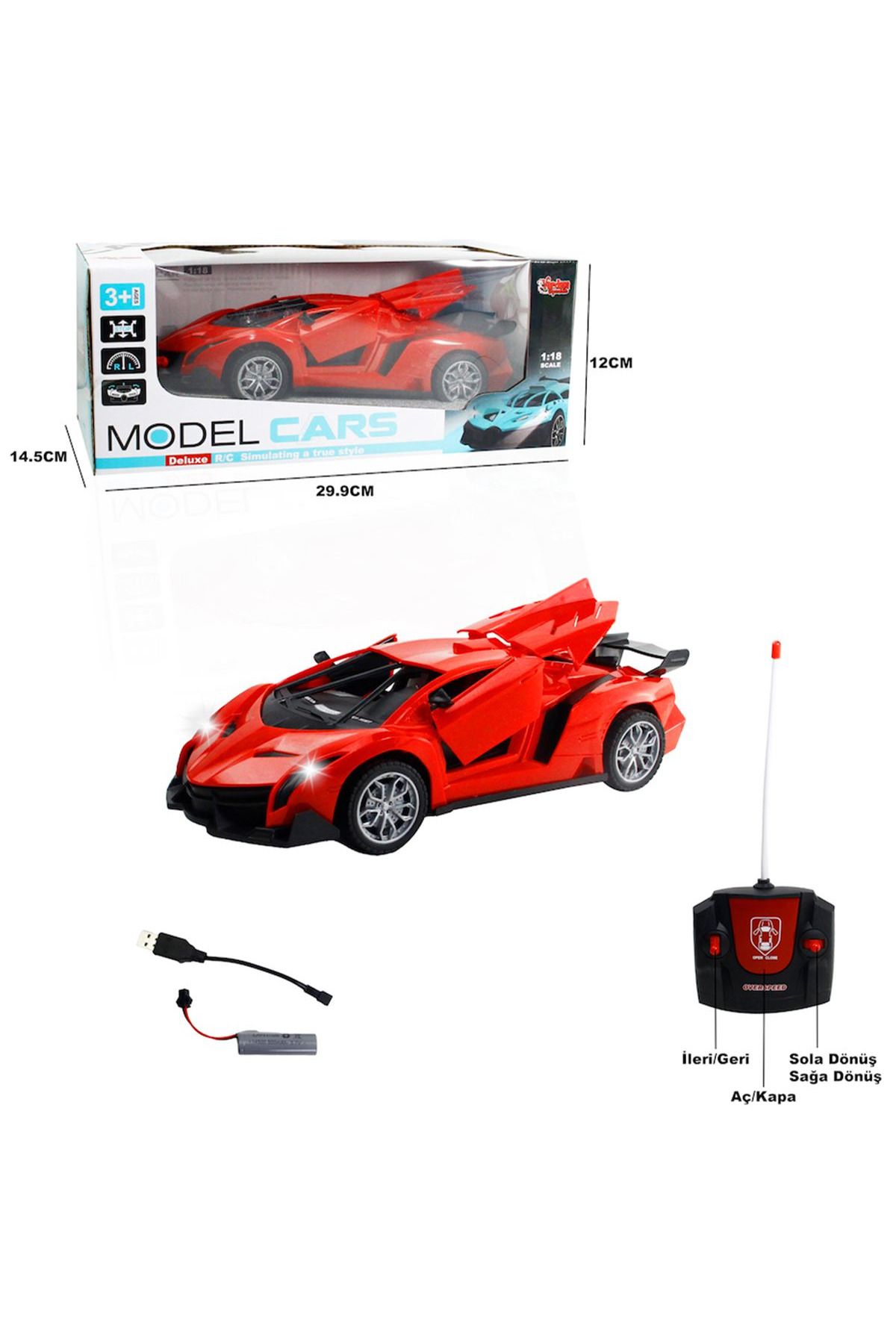 Art Tone VARDEM KUMANDALI SPOR ARABA 789-104C KAPI BAGAJ AÇILAN ŞARJLI 1:18 3+
