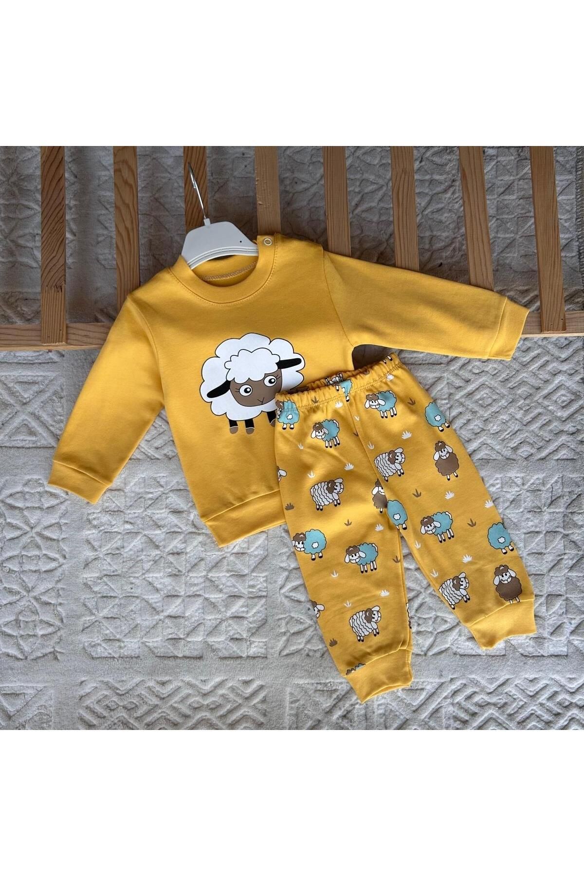 Ürünya BEBEK 6-12 AY UZUN KOLLU BASKILI İKİLİ TAKIM SARI