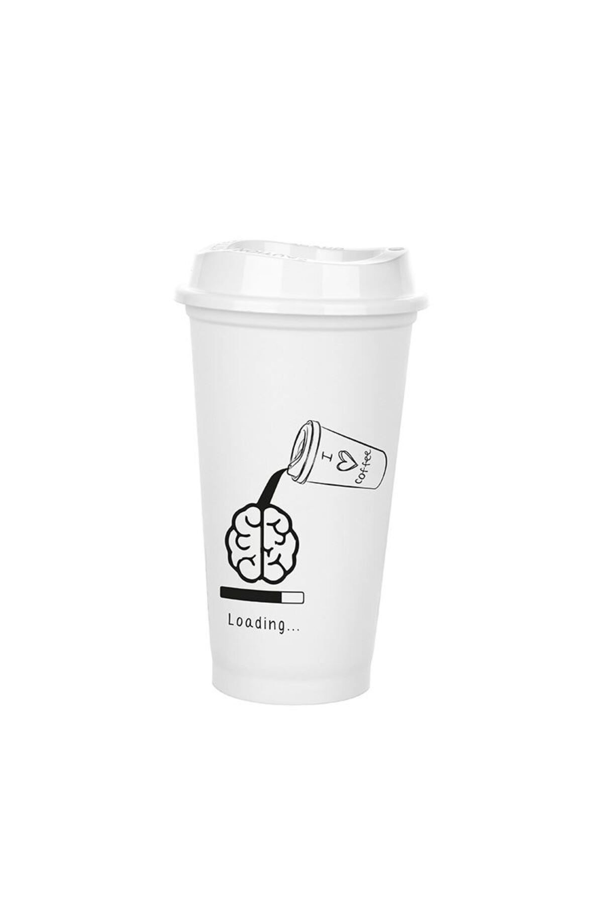 pazarella Kahve Bardağı - Kapaklı Beyaz 473 ml Beyaz