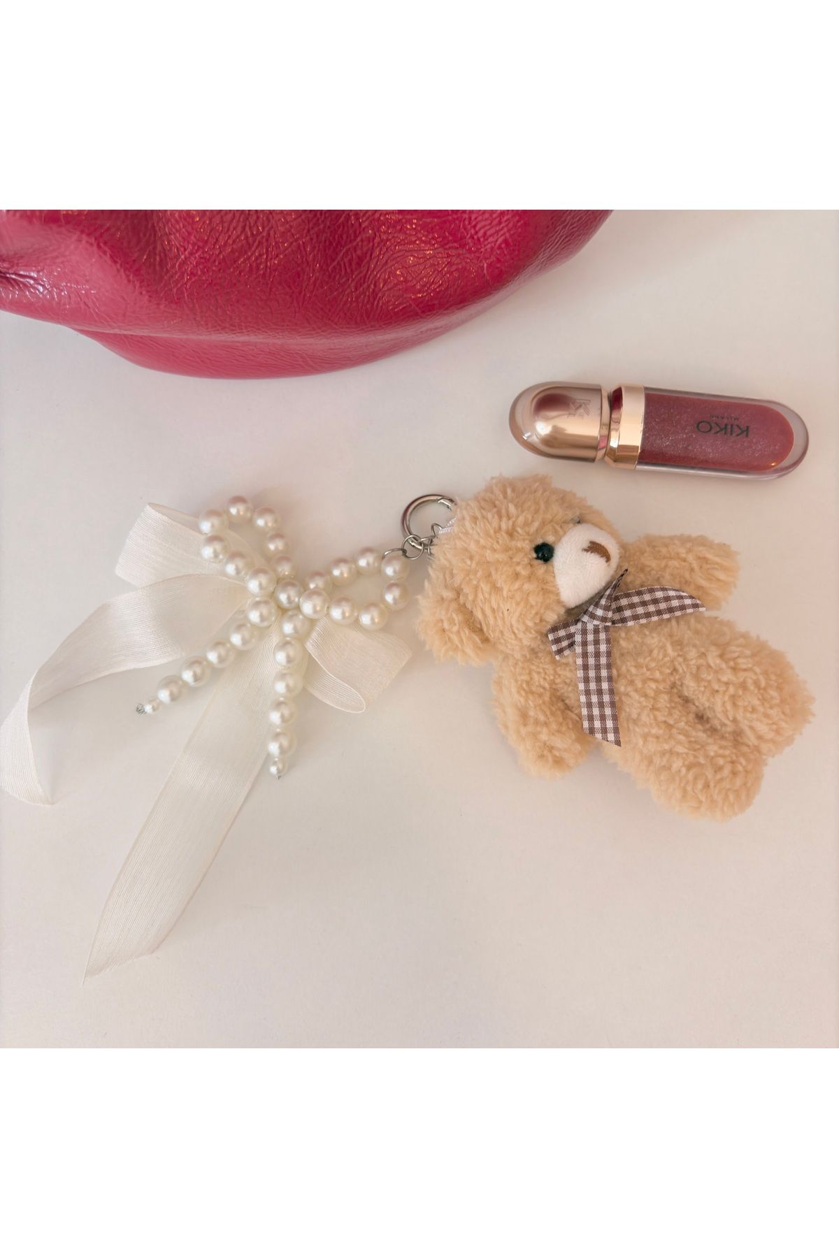 PİNKUE Pinkue Ivory Bear Pearl Charm / Anahtarlık - Çanta Süsü