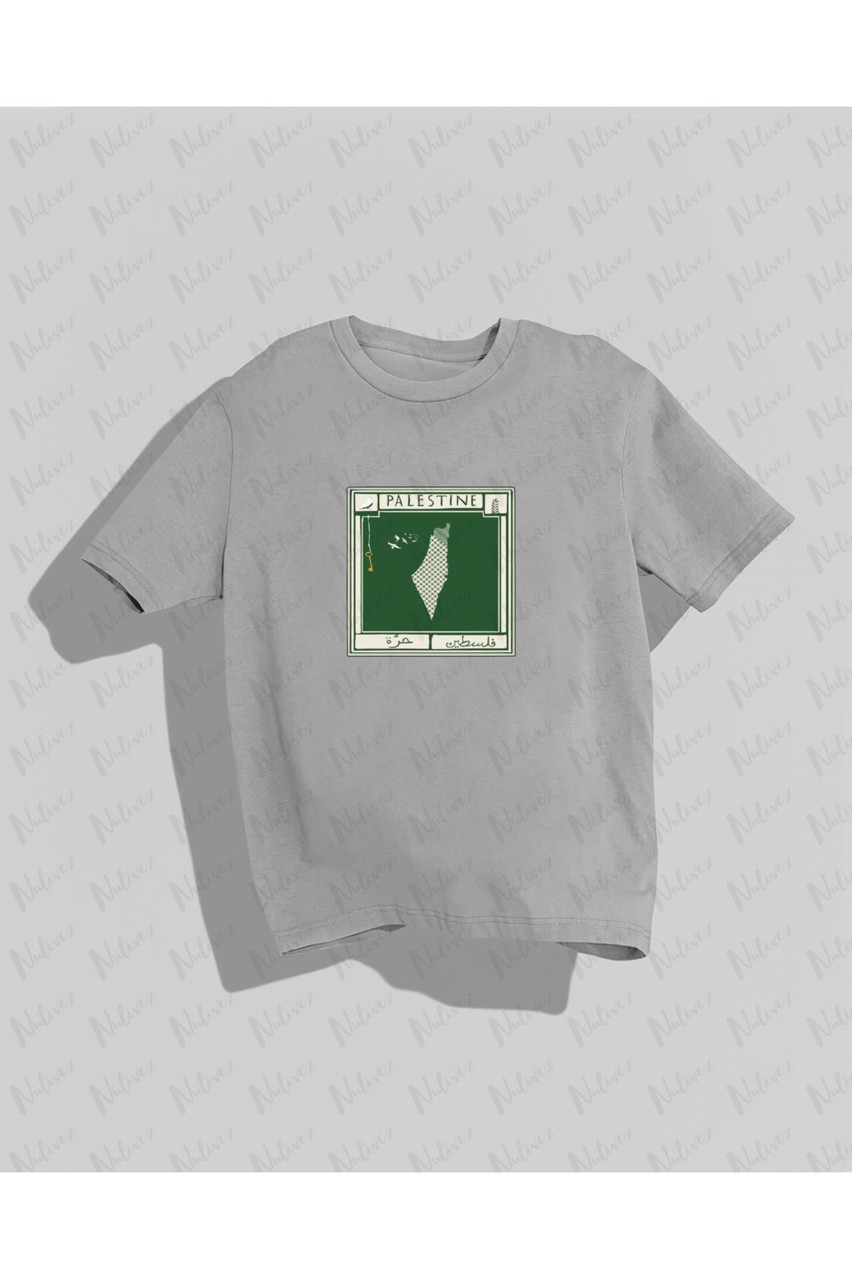Nulivez Filistin Tasarımı Baskılı Yüksek Kalite Kompakt Unisex Oversize T-Shirt