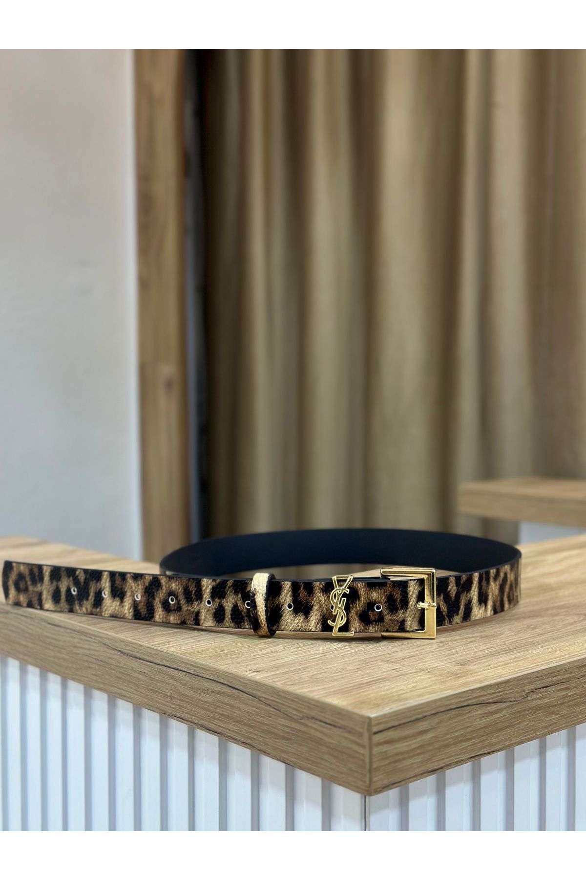 MUJGANERDOGANDESIGN Kadın leopar kemer/ etek kemeri/ ceket kemeri/pantolon kemeri/ gold detaylı kemer