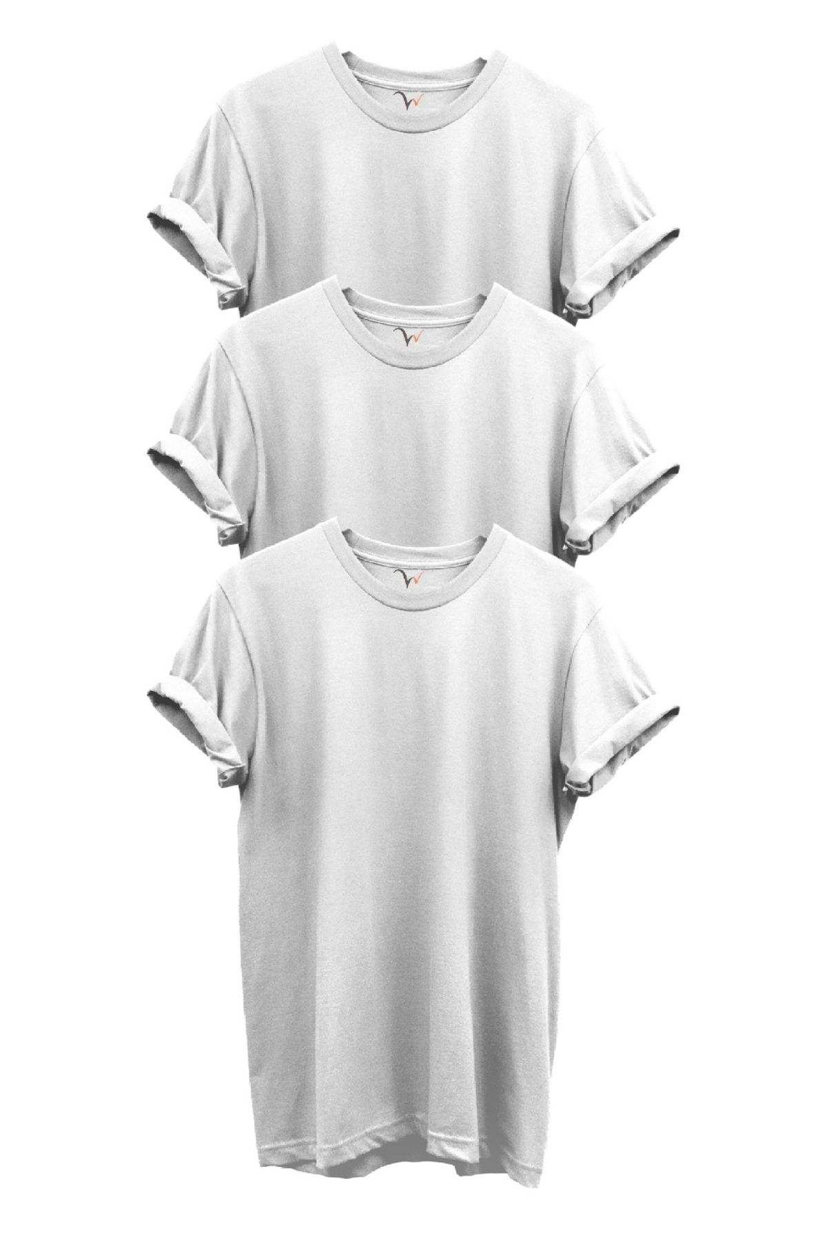WİDİ 3'lü %100 Pamuk Regular Fit Bisiklet Yaka Premium T-Shirt