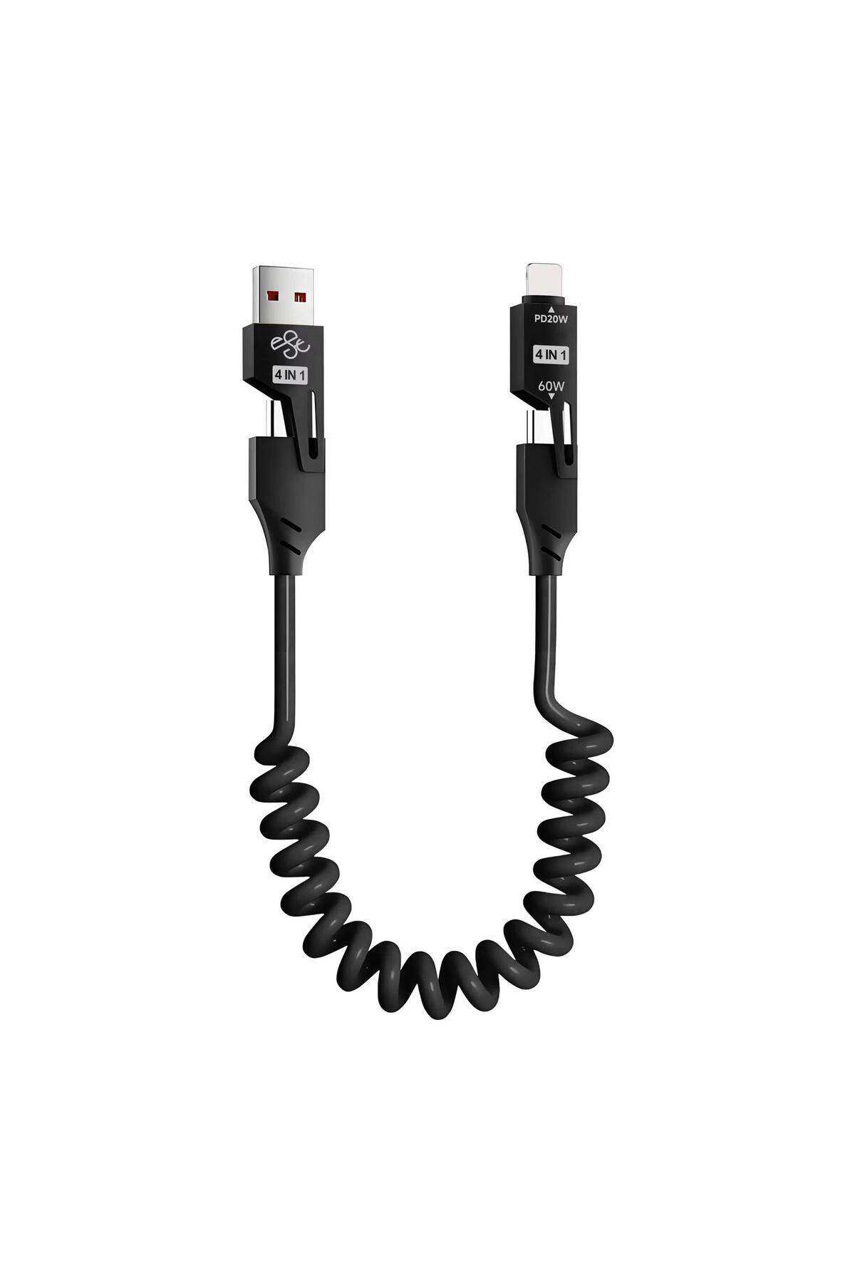 XTRIKE ME Şarj Kablosu Data Cablosu Usb-A-Type-c To Lightning İphone Uyumlu Çoklu Şarj Kablosu 4-in-1