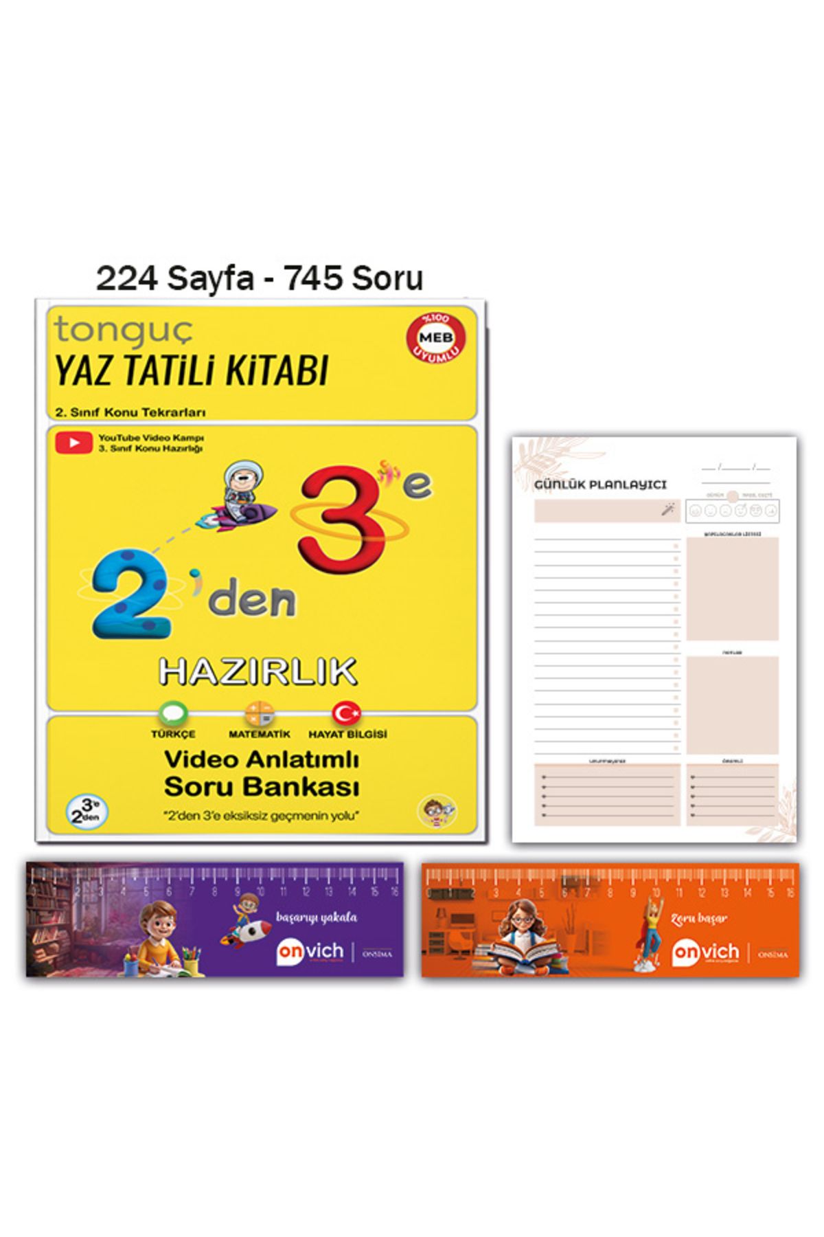 Tonguç Yayınları 3. Sınıf 2 den 3 e Hazırlık Yaz Tatili Kitabı - Günlük Planlayıcı Set