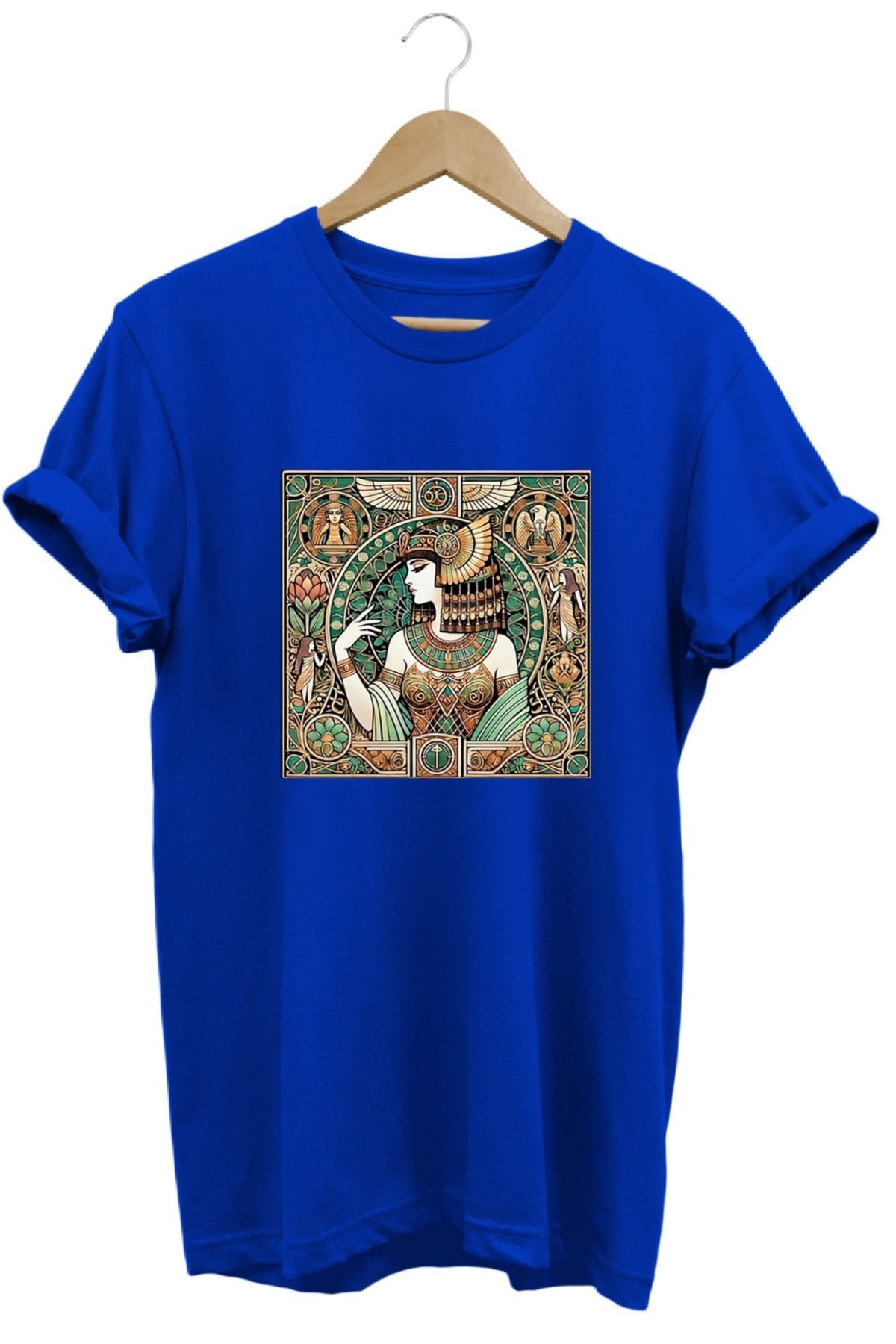 joyyfashion Eski Mısır Antik Çağ Kleopatra Baskılı T-Shirt