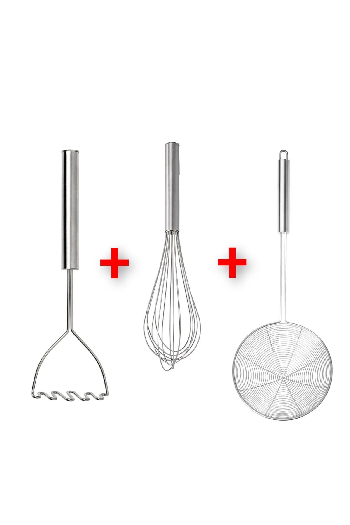 IKEA QUALİTY Mutfak Gereçleri Çırpıcı + Kızartma Kevgiri + Patates Ezici Pişirme Gereçleri Set