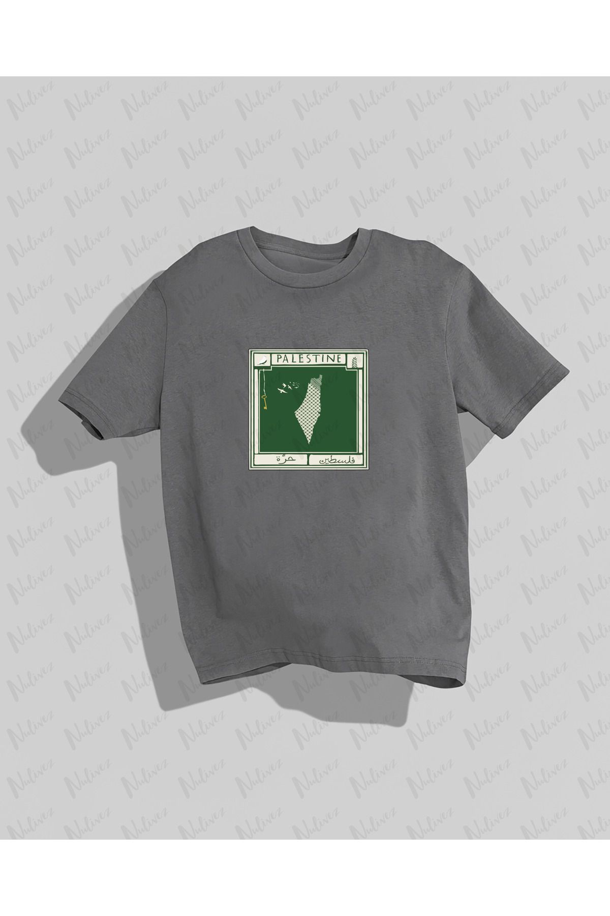 Nulivez Filistin Tasarımı Baskılı Yüksek Kalite Kompakt Unisex Oversize T-Shirt