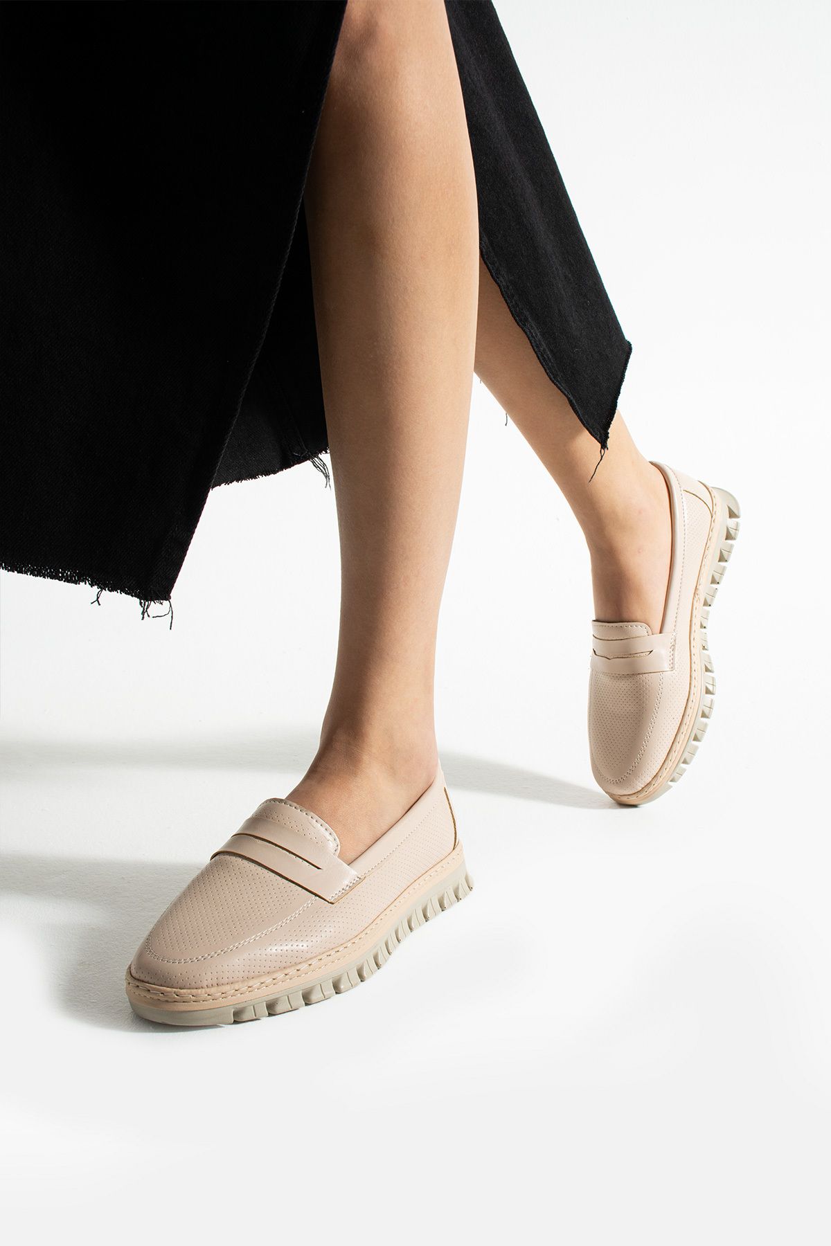 KAOF SHOES Kadın Bej Hakiki Deri Anne Ayakkabısı Kadın Klasik Ayakkabı Ortopedik Anne Babet Günlük Ayakkabı
