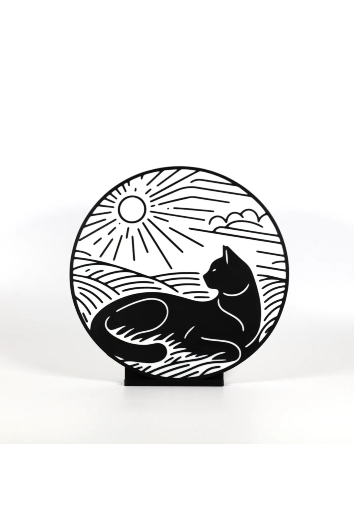 EmAy3d Geometric Çizim Kedi Masa Üstü Stand Biblo – Şık ve Modern 3D Dekor