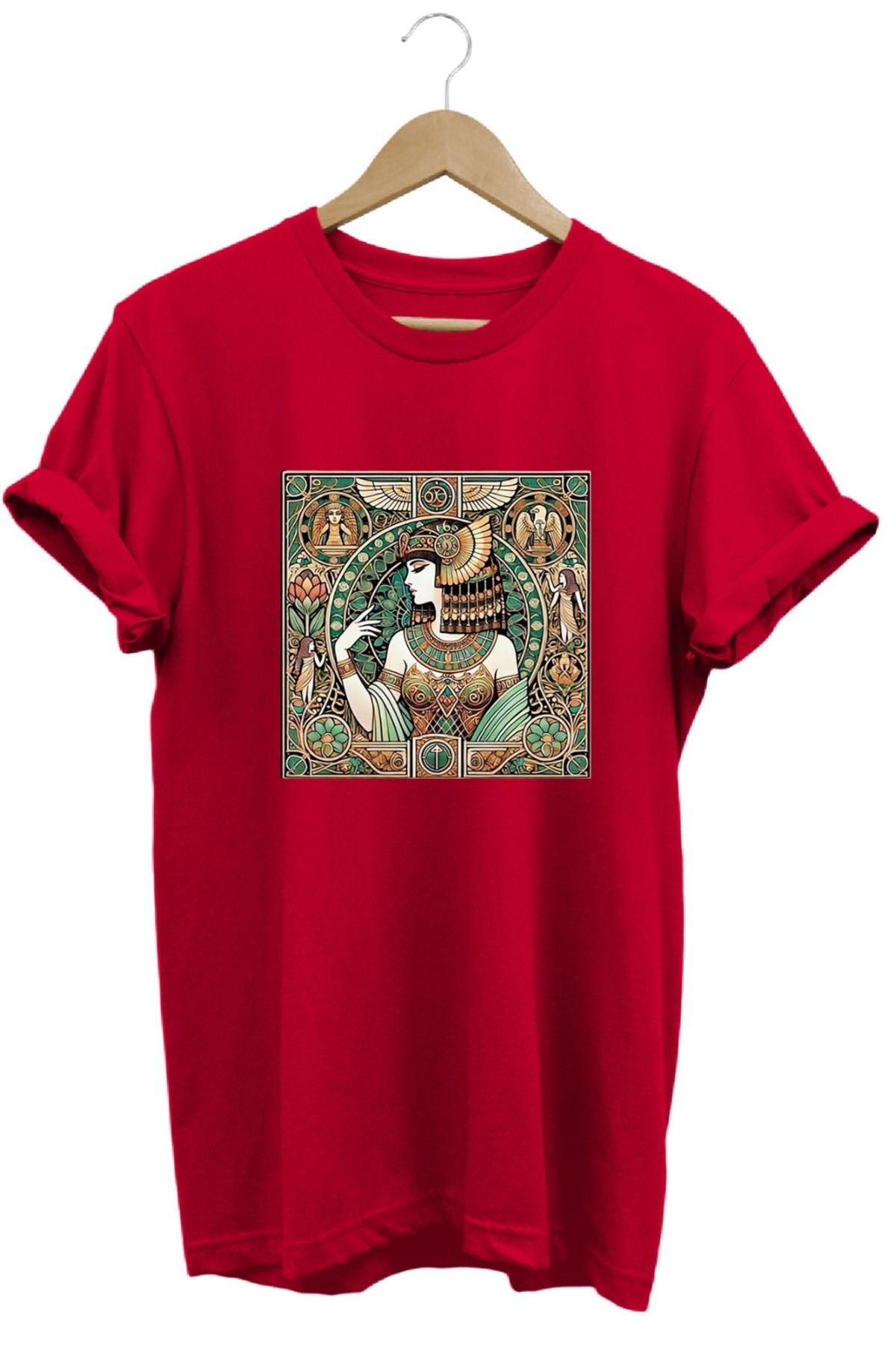 joyyfashion Eski Mısır Antik Çağ Kleopatra Baskılı T-Shirt