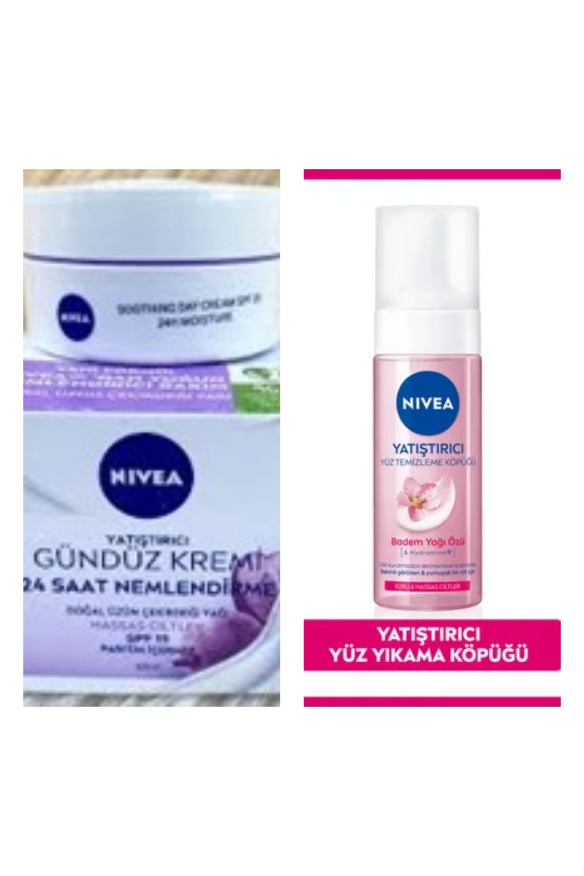 NIVEA Essential Yatıştırıcı Gündüz Kremi SPF15 50 ml & Yatıştırıcı Yüz Yıkama Köpüğü 150ml