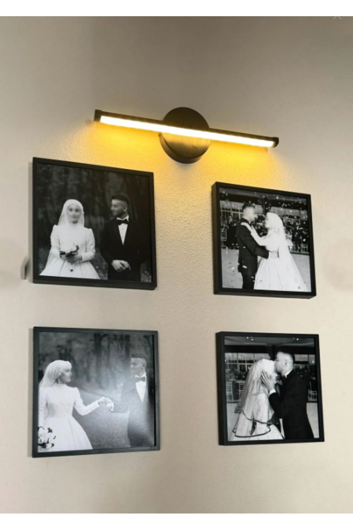 Lampiske Modern Kablosuz Tak Çalıştır Ledli Pilli Aplik Banyo Tablo Ayna Siyah Pil Dahildir