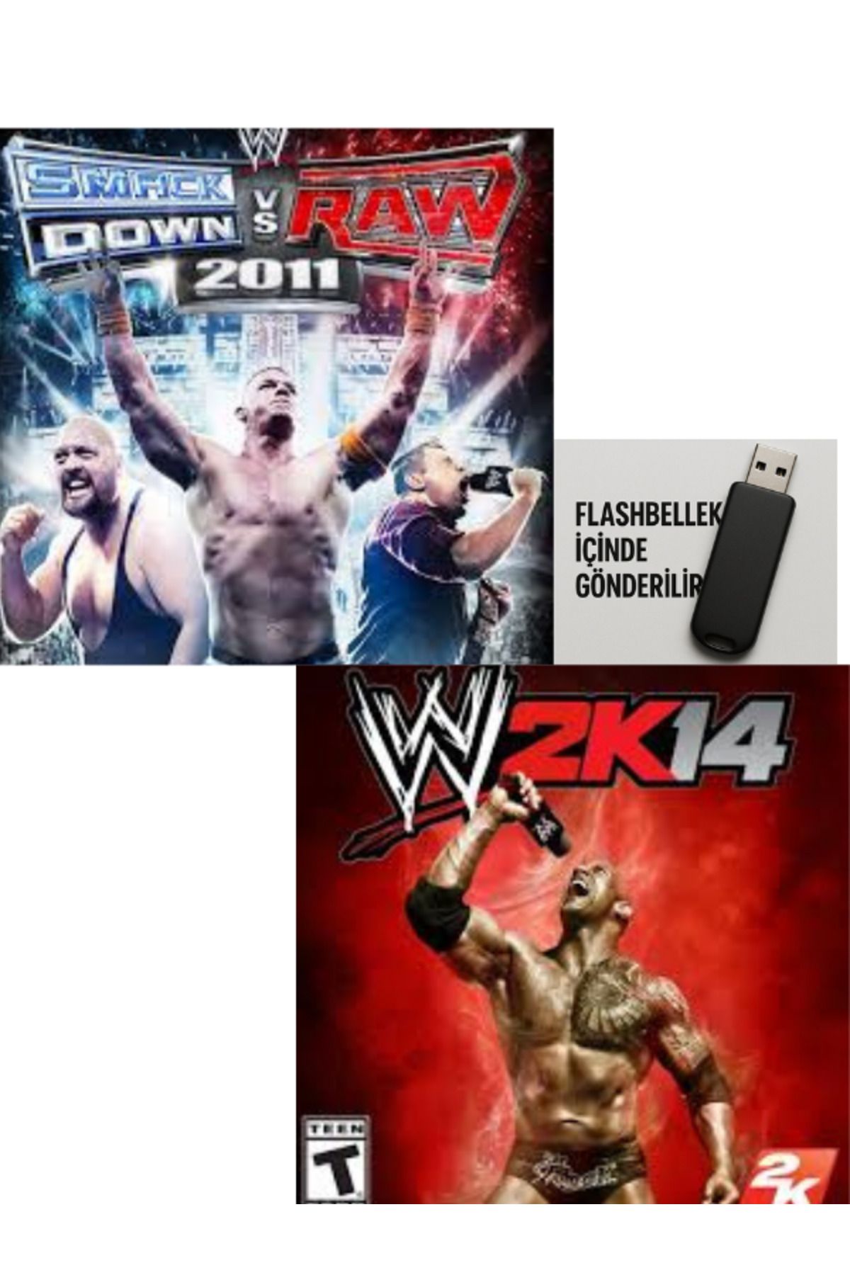 Tigdes 🎮 SmackDown 2011 & 2K14 PC Oyunu | 2’li Kuruluma Hazır Flash Bellek | Windows Uyumlu Güreş Paketi