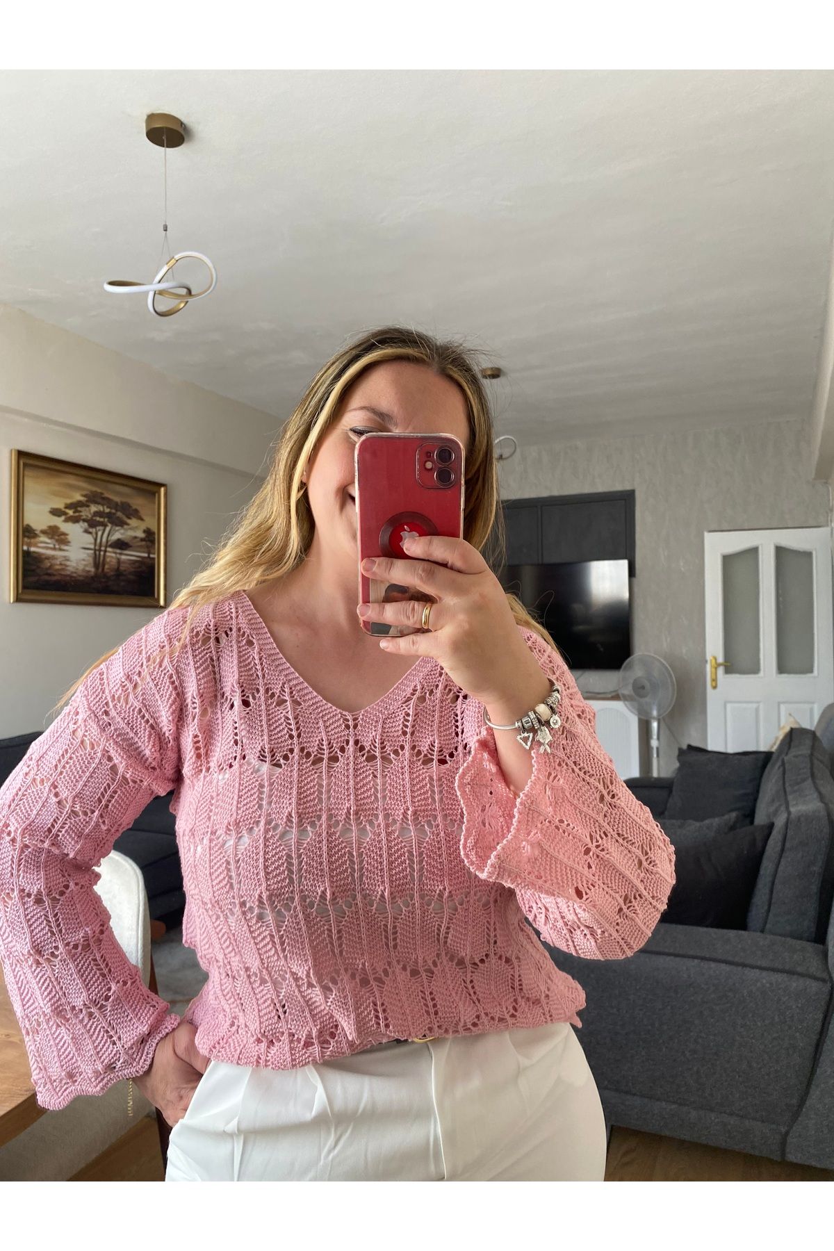 Tisya butik Sarı Ajurlu Bluz