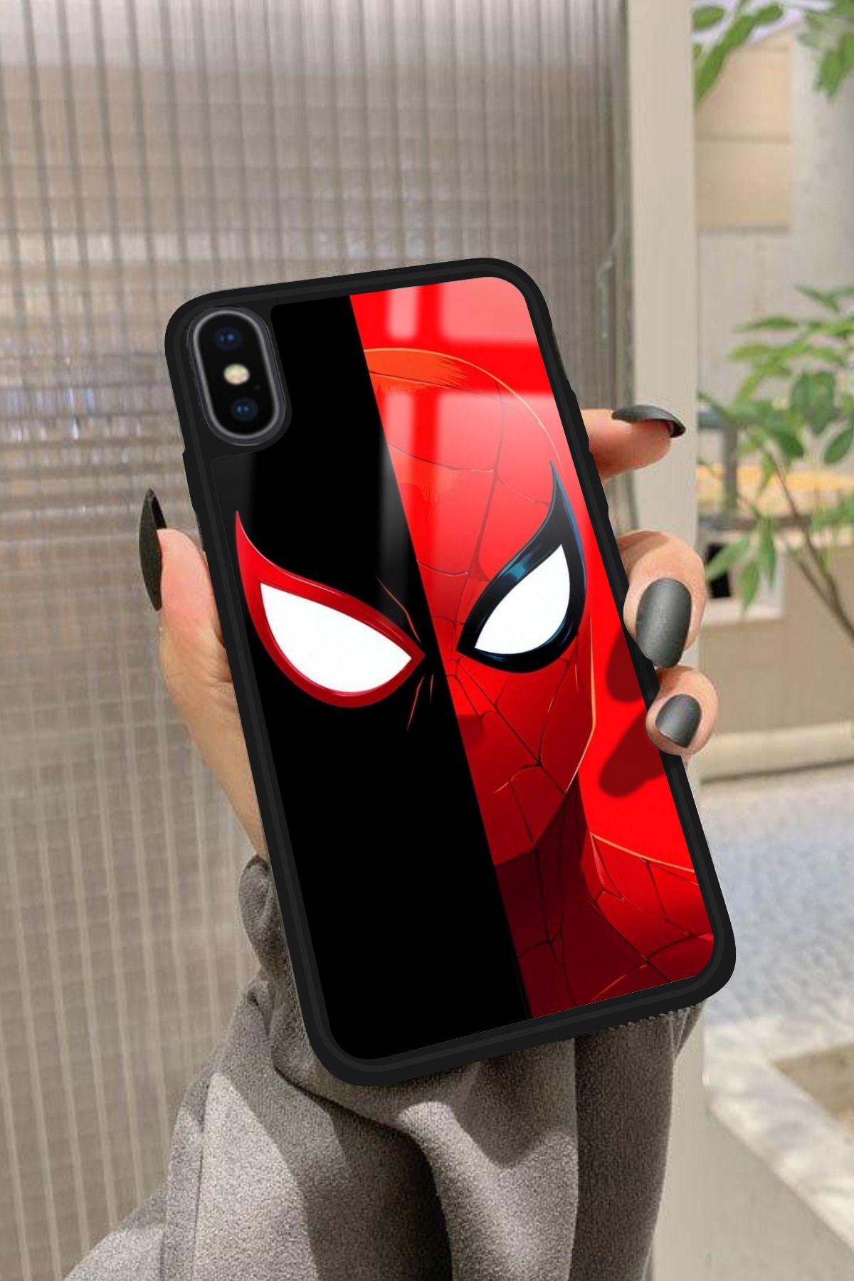 Snacase iPhone X Uyumlu Örümcek Adam Tasarımlı Glossy Premium Kılıf