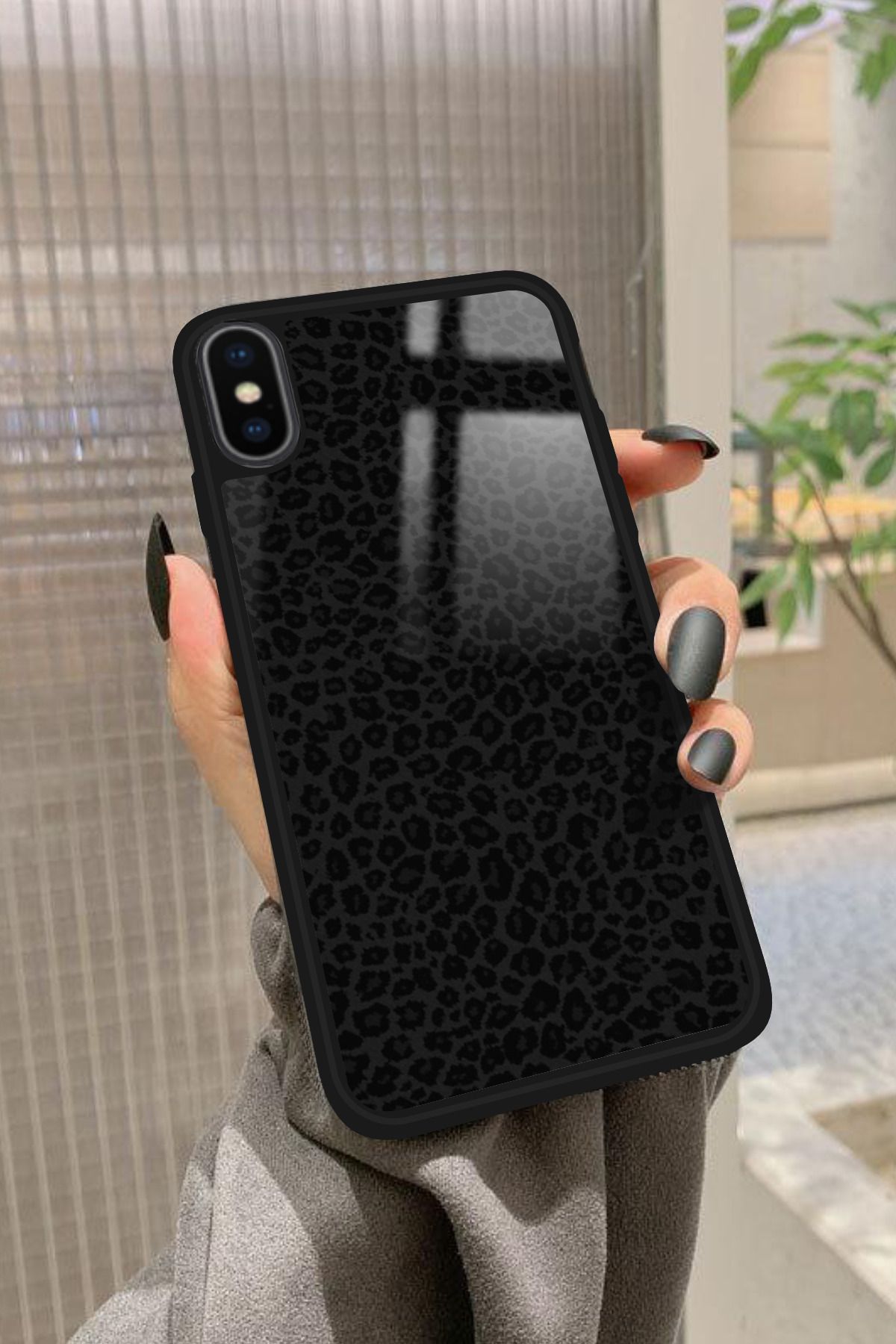 Snacase iPhone Xs Uyumlu Leopar Tasarımlı Glossy Premium Kılıf