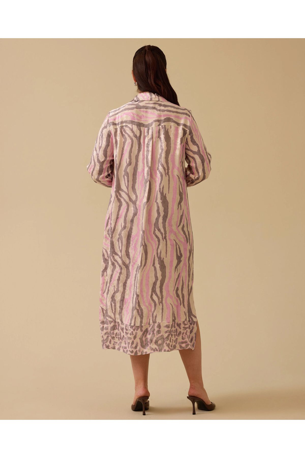 Gala-Xi-Plus Size Shirt Collar Print Dress 3