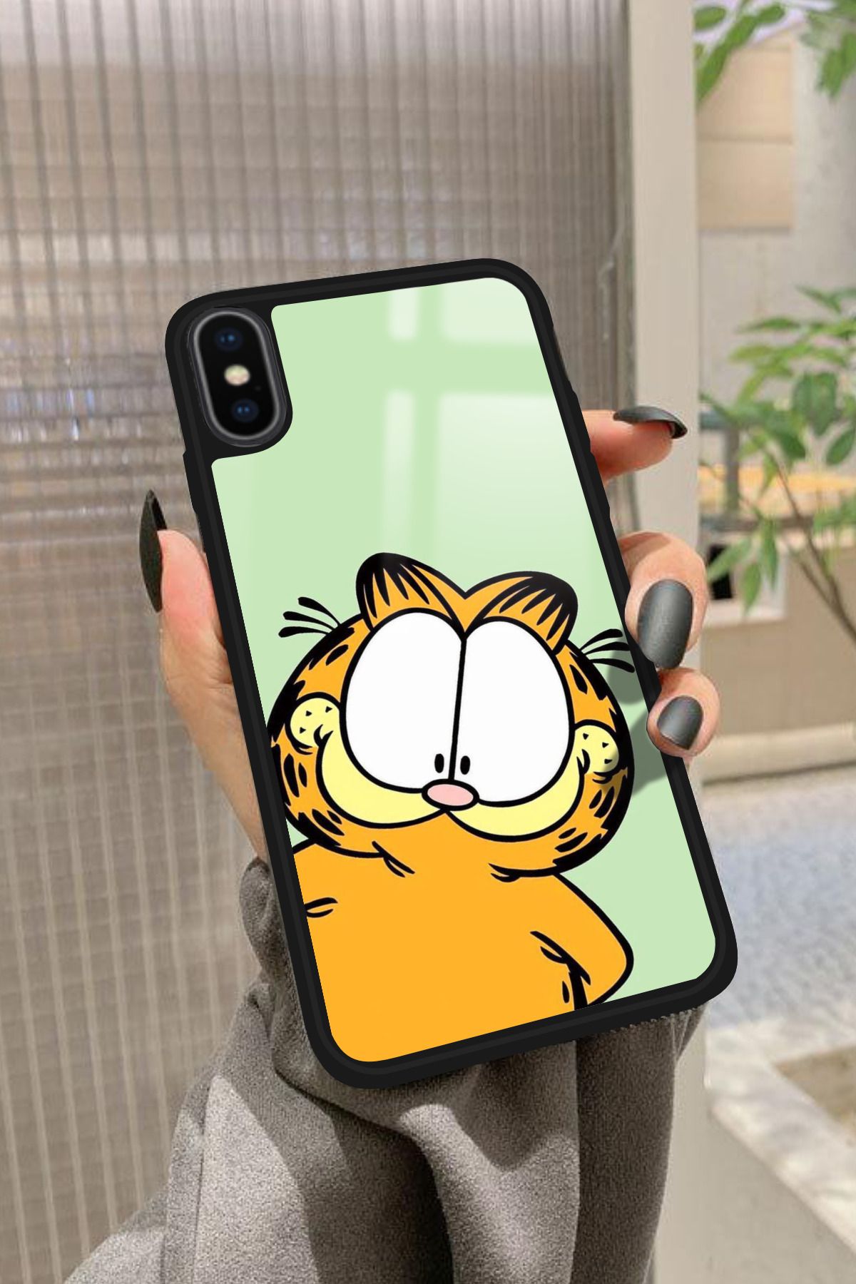 Snacase iPhone X Uyumlu Garfield Tasarımlı Glossy Premium Kılıf