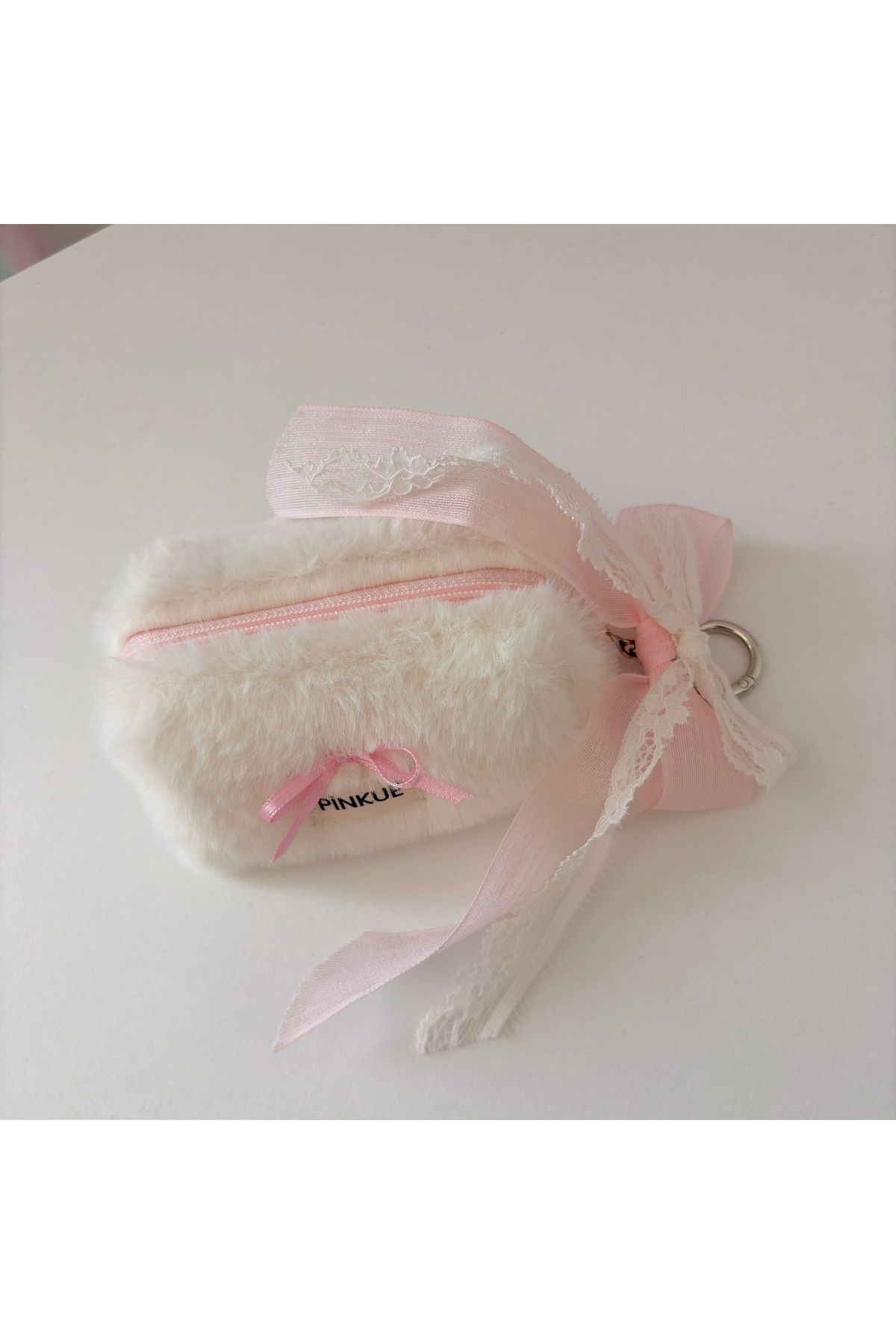 PİNKUE Pinkue Soft Fur Lace Mini Cüzdan / ve Anahtarlık Organizer