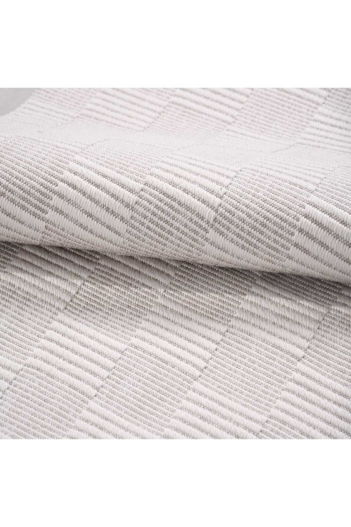 Piala Home Krem Kare Çizgi Desenli Sisal Halı