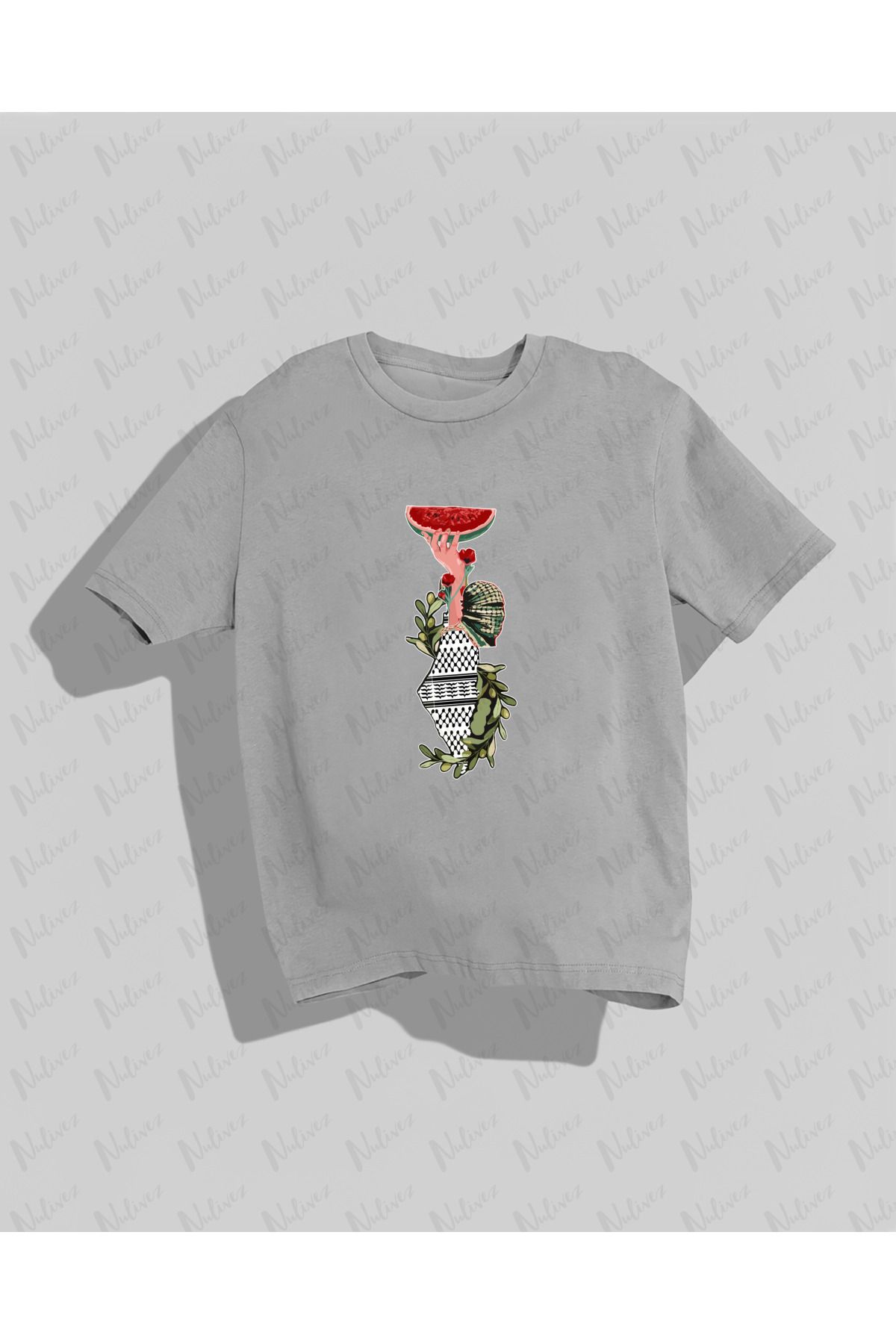 Nulivez Filistin Tasarımı Baskılı Yüksek Kalite Kompakt Unisex Oversize T-Shirt