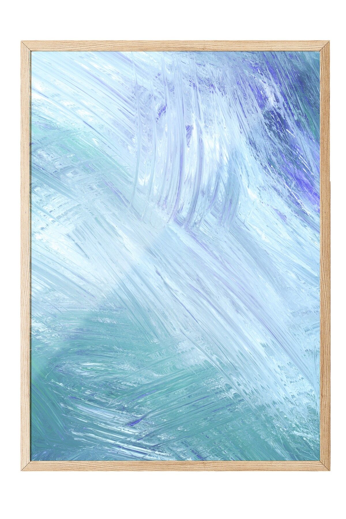 Postifull Ahşap Çerçeveli Tablo, Fırça darbeleri, Akrilik Resim, Empresyonist, Mavi, Pastel Tonlar Renk Poster