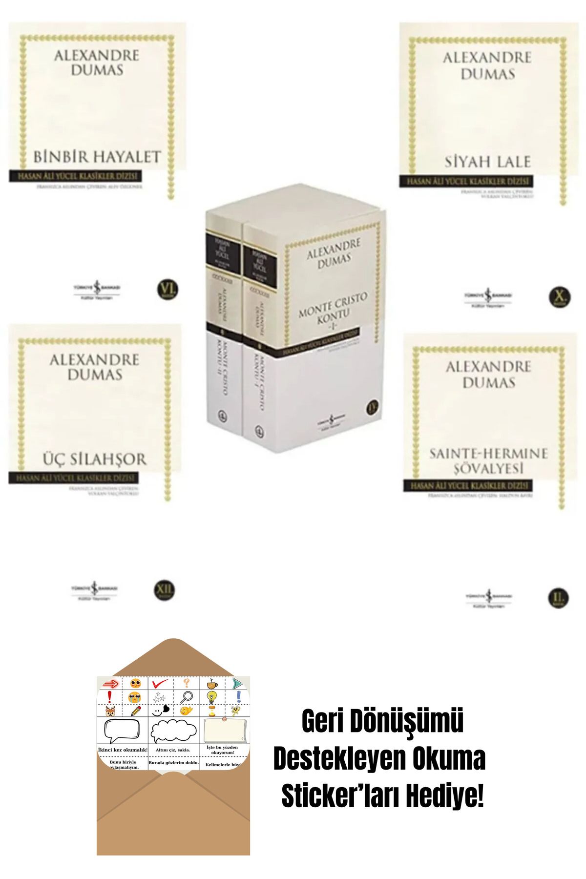TÜRKİYE İŞ BANKASI KÜLTÜR YAYINLARI Alexandre Dumas 5 Kitap Set + Okuma Sticker'ları